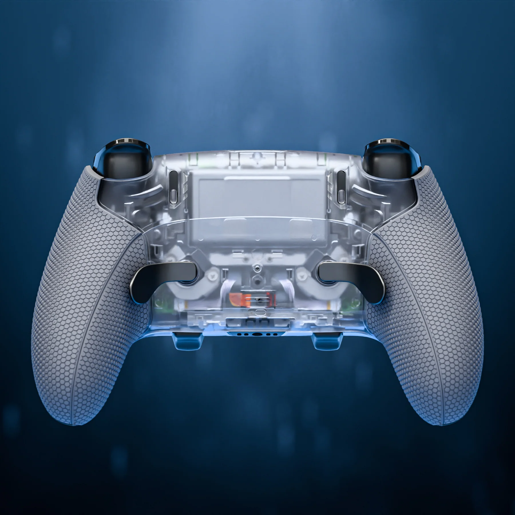 eXtremeRate Beyond-ARC Bottom Shell Kit with Rubberised Grip for PS5 Edge Controller - Clear & Gray - Image 9