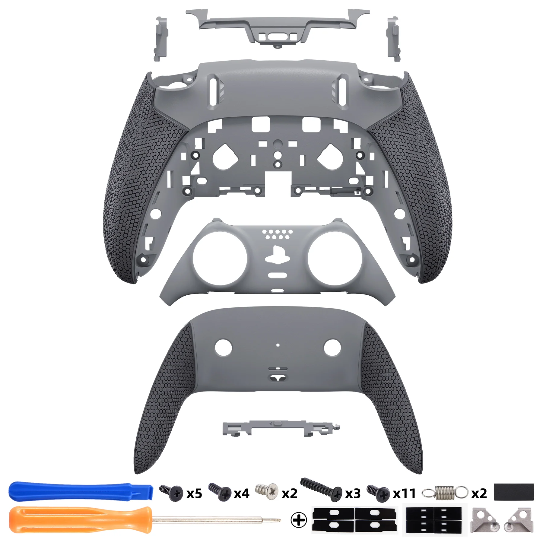 eXtremeRate Beyond-ARC Bottom Shell Kit with Rubberised Grip for PS5 Edge Controller - New Hope Gray & Classic Gray - Image 2