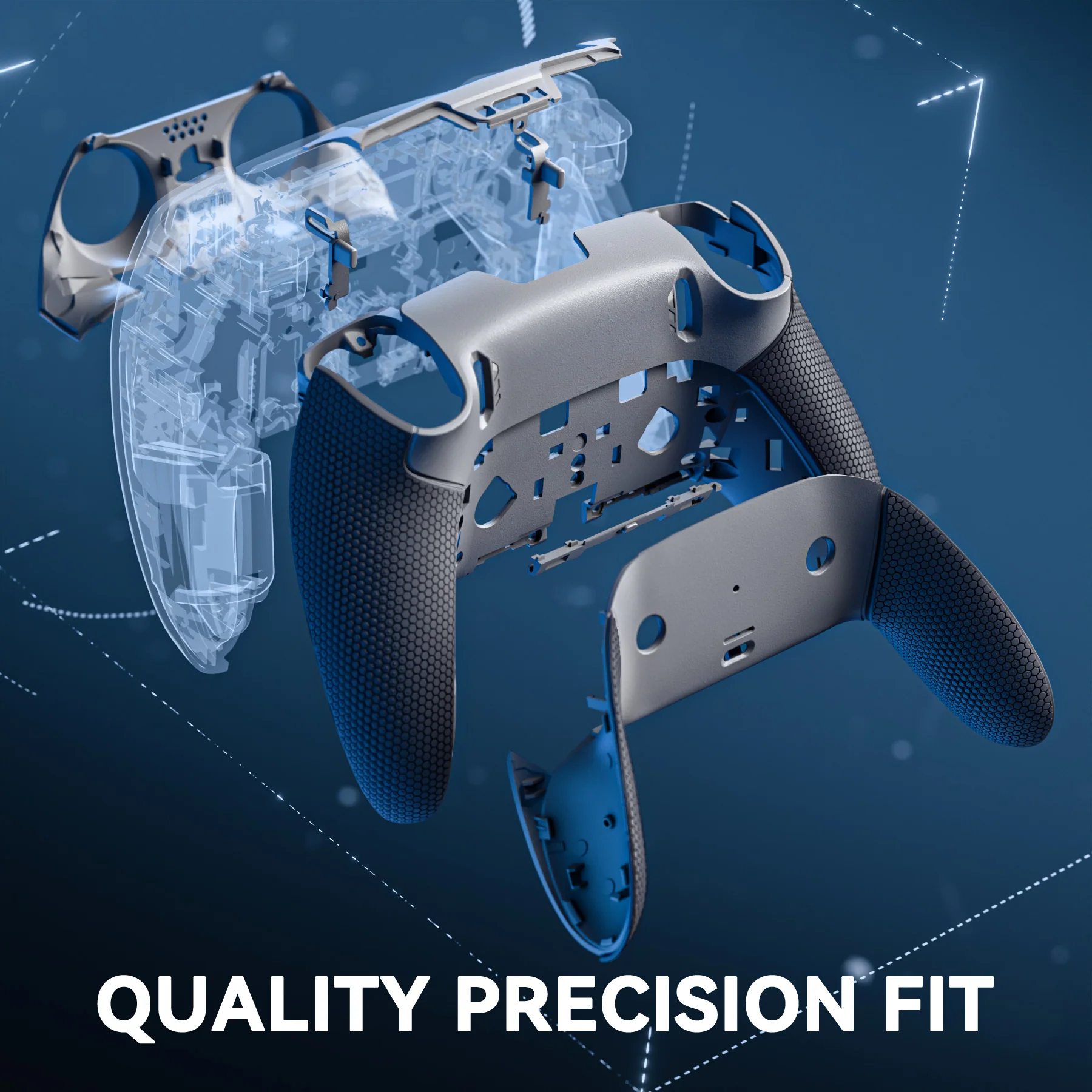 eXtremeRate Beyond-ARC Bottom Shell Kit with Rubberised Grip for PS5 Edge Controller - New Hope Gray & Classic Gray - Image 6