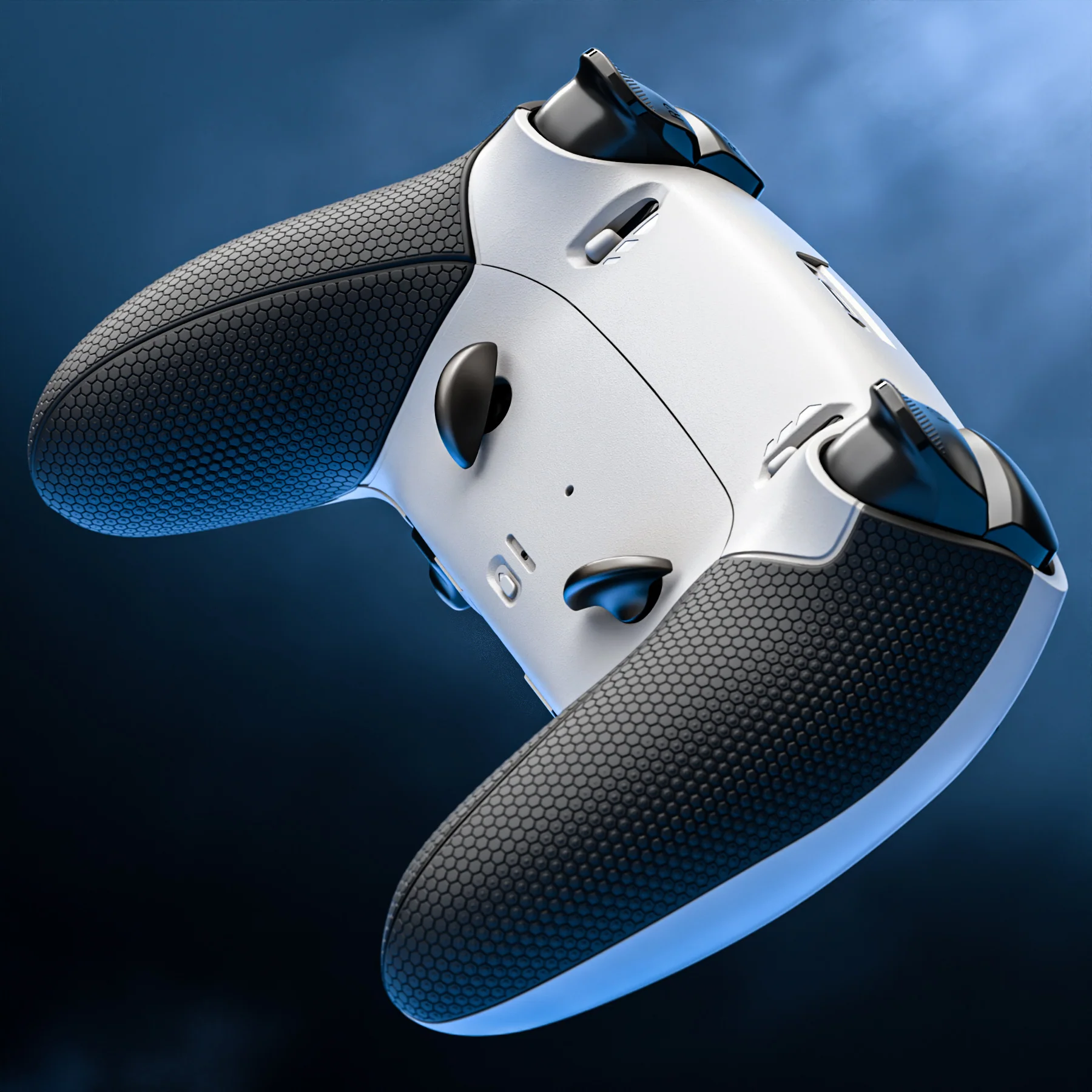 eXtremeRate Beyond-ARC Bottom Shell Kit with Rubberised Grip for PS5 Edge Controller - White Black - Image 11
