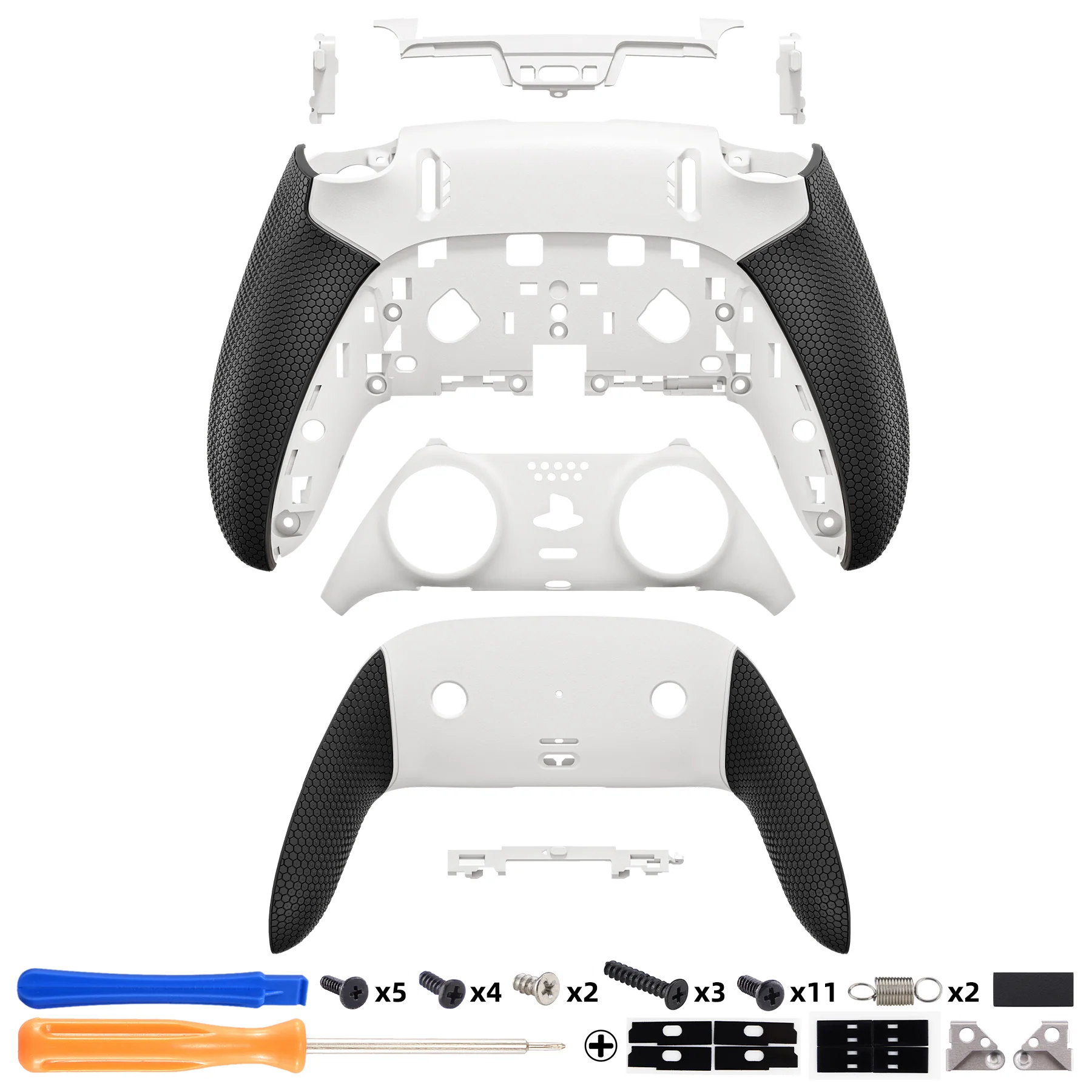 eXtremeRate Beyond-ARC Bottom Shell Kit with Rubberised Grip for PS5 Edge Controller - White Black - Image 2