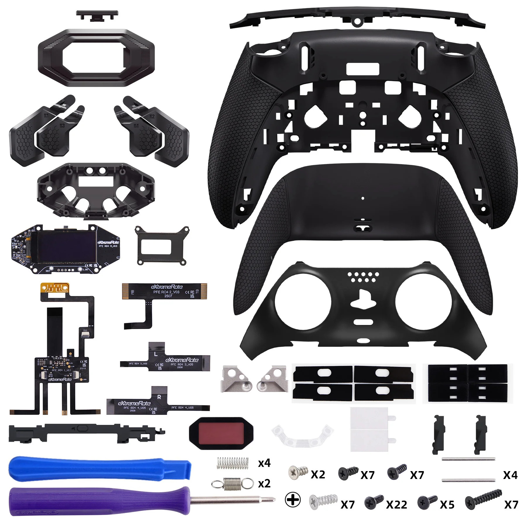 eXtremeRate BEYOND Back Paddles Kit with OLED Display & Redesigned Ergonomic Grips for PS5 Edge Controller - Rubberized Black - Image 2
