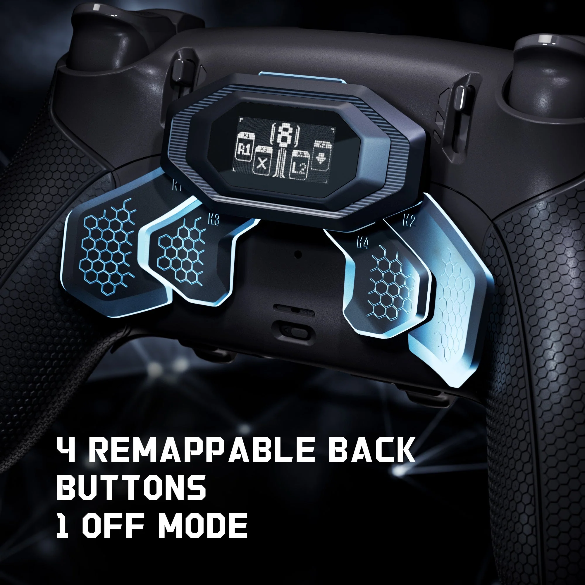 eXtremeRate BEYOND Back Paddles Kit with OLED Display & Redesigned Ergonomic Grips for PS5 Edge Controller - Rubberized Black - Image 3