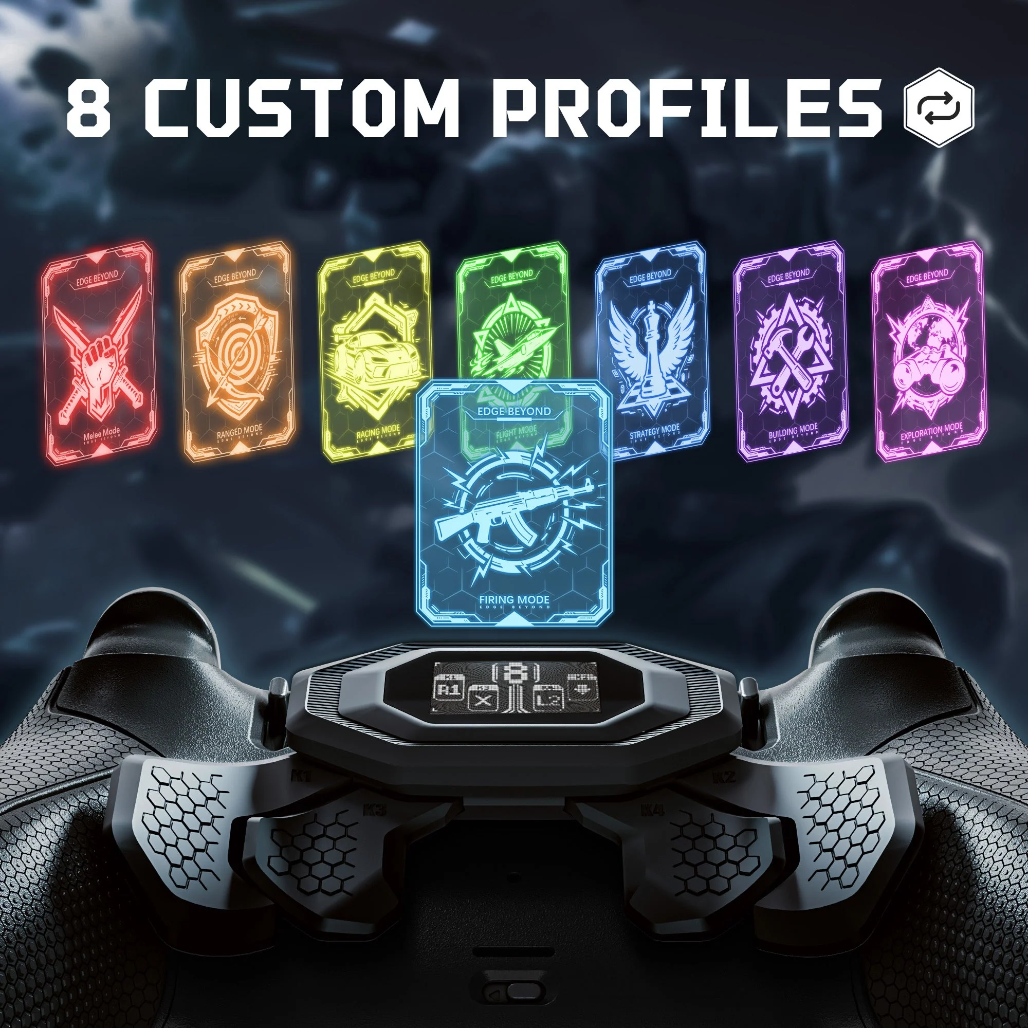 eXtremeRate BEYOND Back Paddles Kit with OLED Display & Redesigned Ergonomic Grips for PS5 Edge Controller - Rubberized Black - Image 4