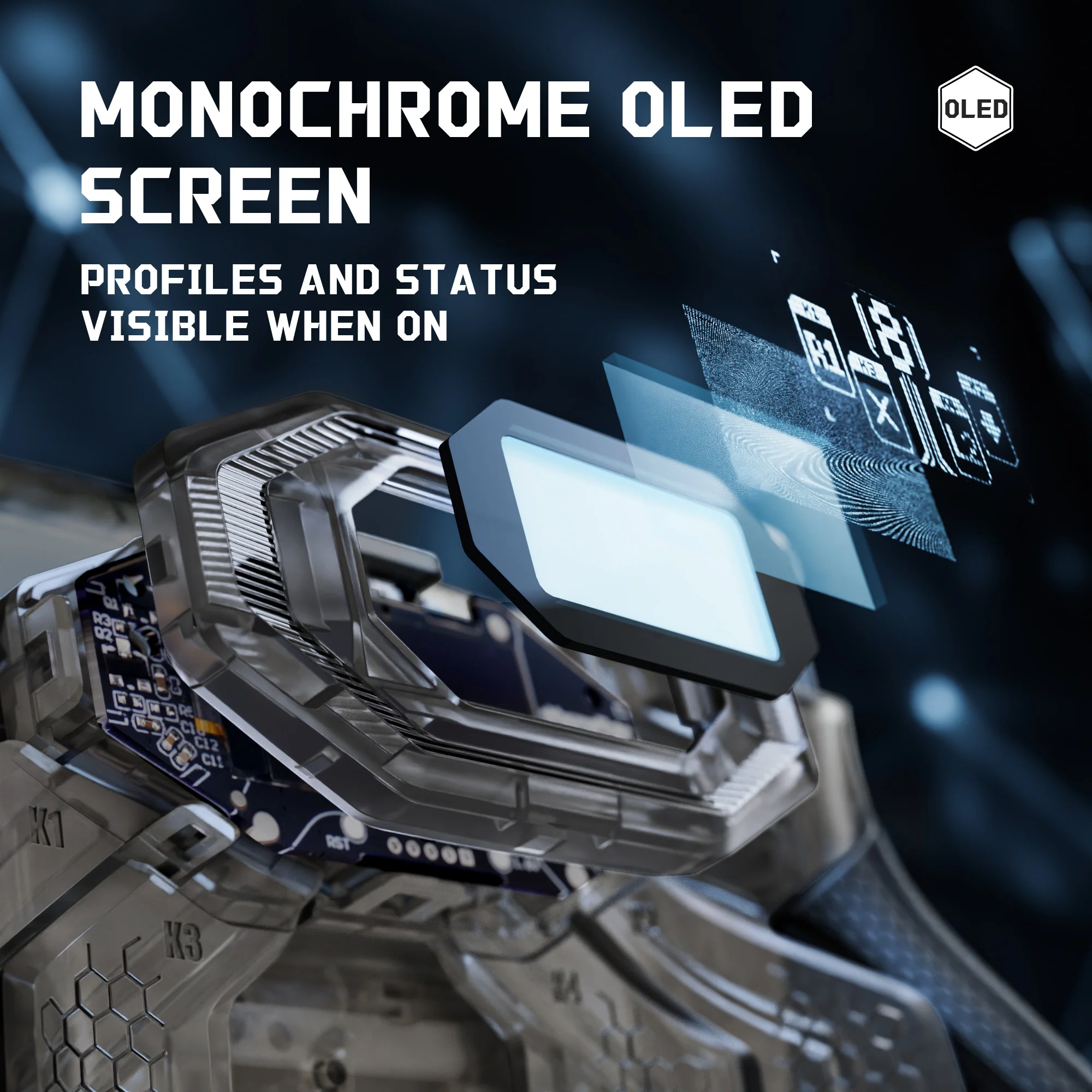 eXtremeRate BEYOND Back Paddles Kit with OLED Display & Redesigned Ergonomic Grips for PS5 Edge Controller - Rubberized Clear & Black - Image 5
