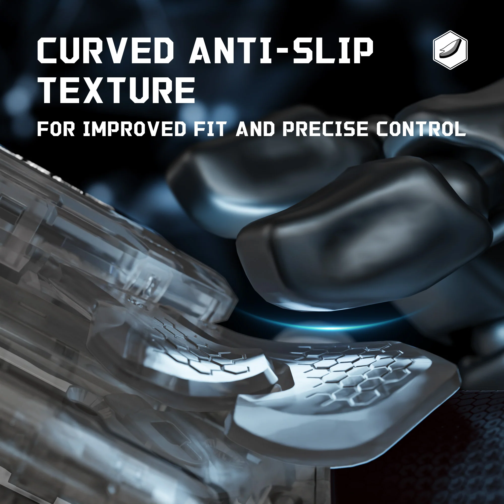 eXtremeRate BEYOND Back Paddles Kit with OLED Display & Redesigned Ergonomic Grips for PS5 Edge Controller - Rubberized Clear & Black - Image 6