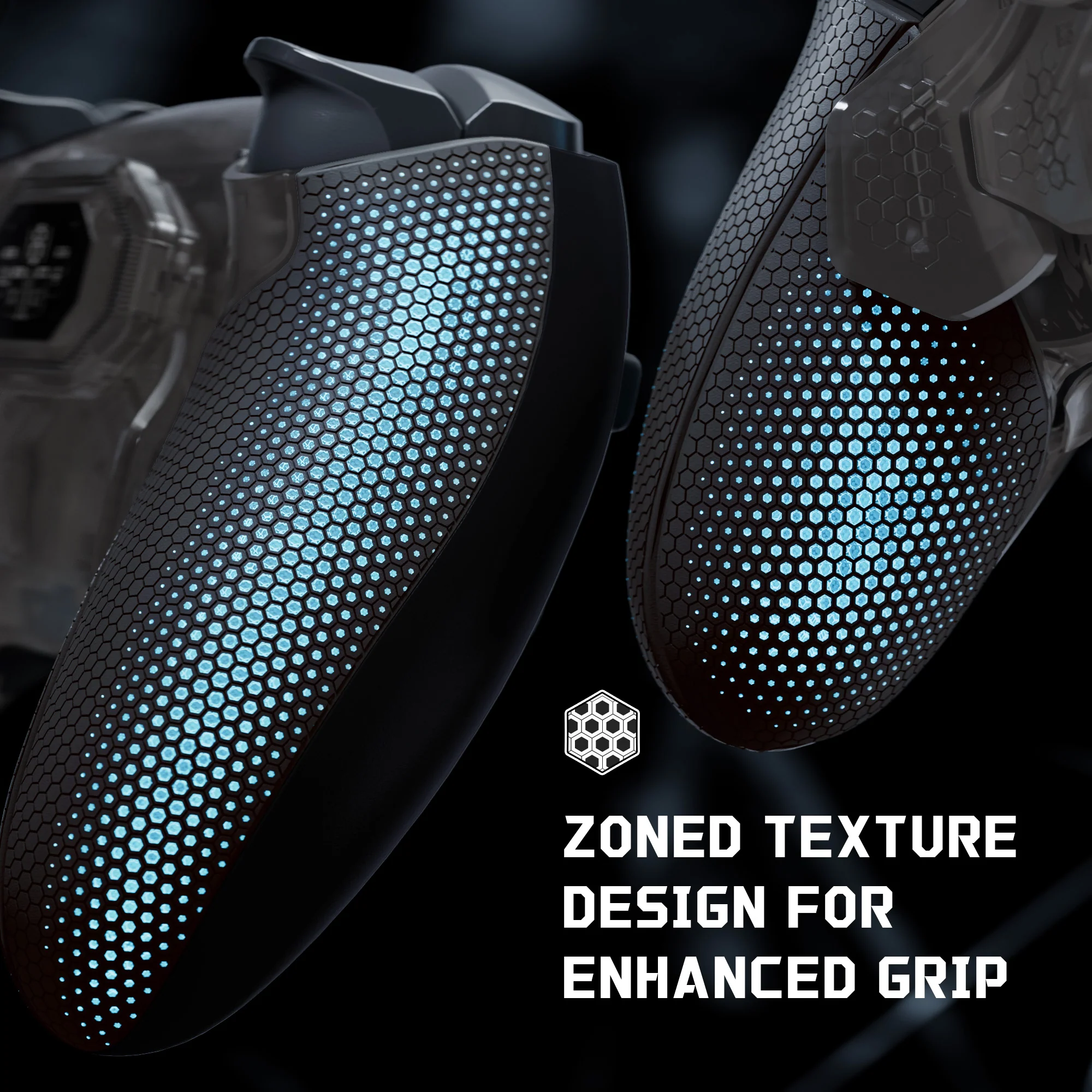 eXtremeRate BEYOND Back Paddles Kit with OLED Display & Redesigned Ergonomic Grips for PS5 Edge Controller - Rubberized Clear & Black - Image 7
