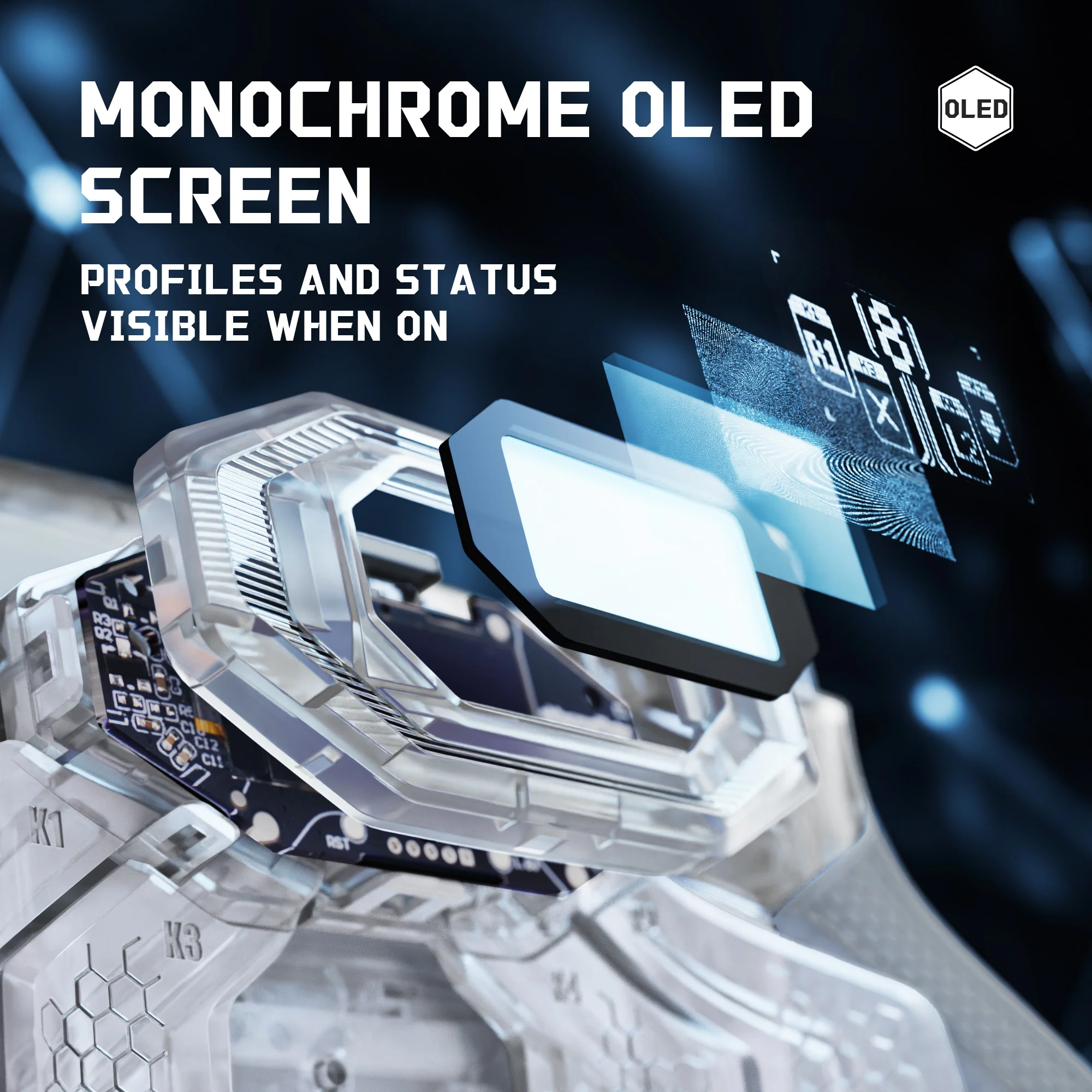 eXtremeRate BEYOND Back Paddles Kit with OLED Display & Redesigned Ergonomic Grips for PS5 Edge Controller - Rubberized Clear & Gray - Image 5