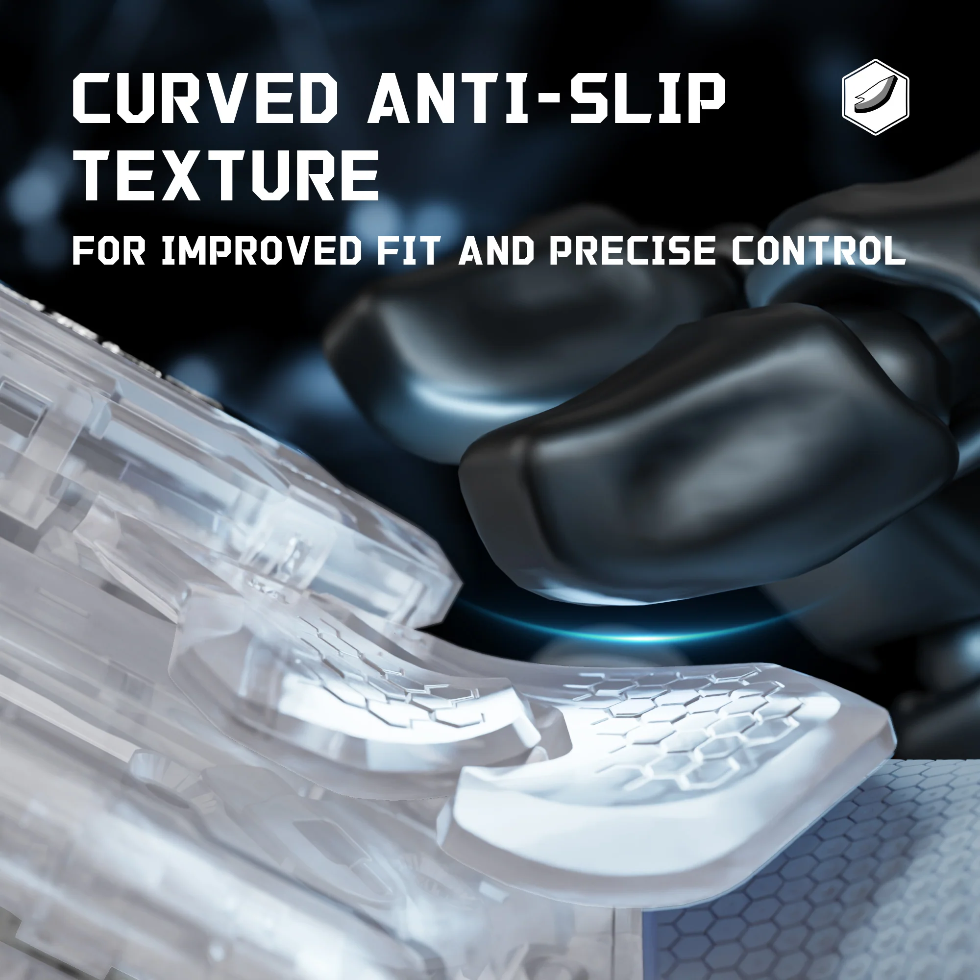 eXtremeRate BEYOND Back Paddles Kit with OLED Display & Redesigned Ergonomic Grips for PS5 Edge Controller - Rubberized Clear & Gray - Image 6