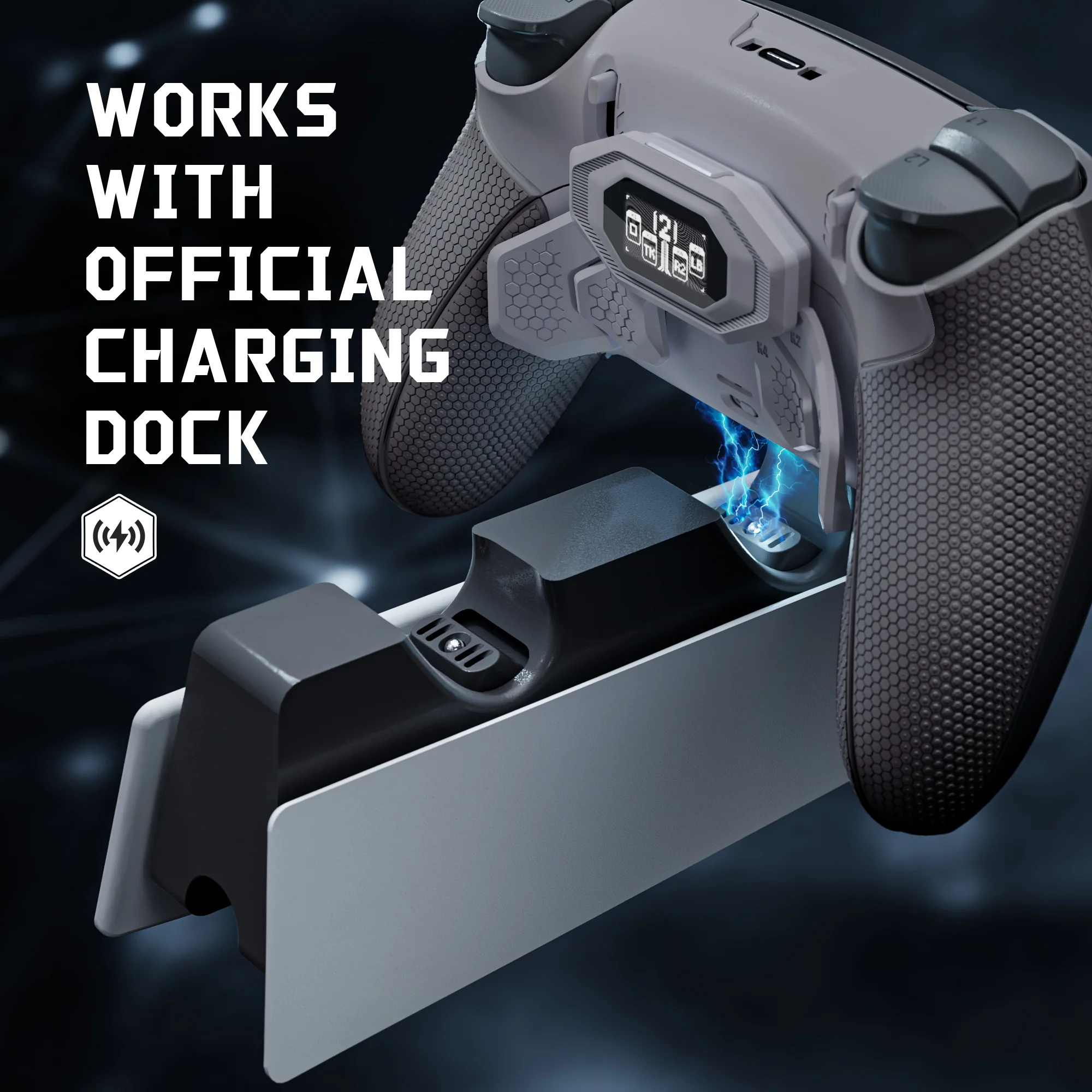 eXtremeRate BEYOND Back Paddles Kit with OLED Display & Redesigned Ergonomic Grips for PS5 Edge Controller - Rubberized New Hope Gray & Classic Gray - Image 8