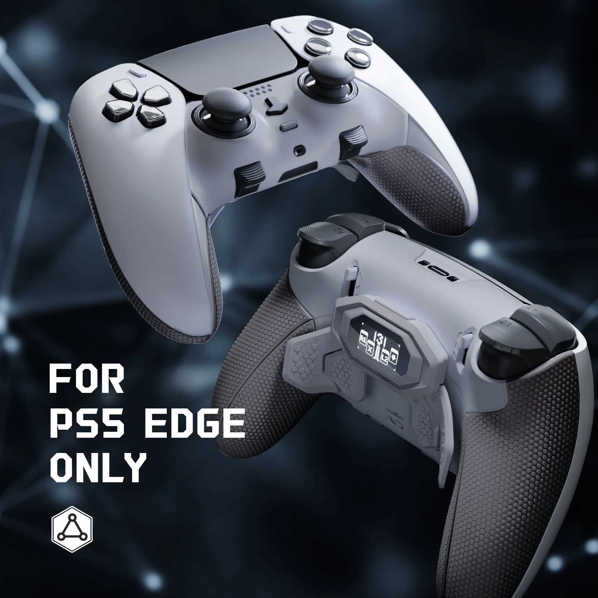eXtremeRate BEYOND Back Paddles Kit with OLED Display & Redesigned Ergonomic Grips for PS5 Edge Controller - Rubberized New Hope Gray & Classic Gray - Image 9