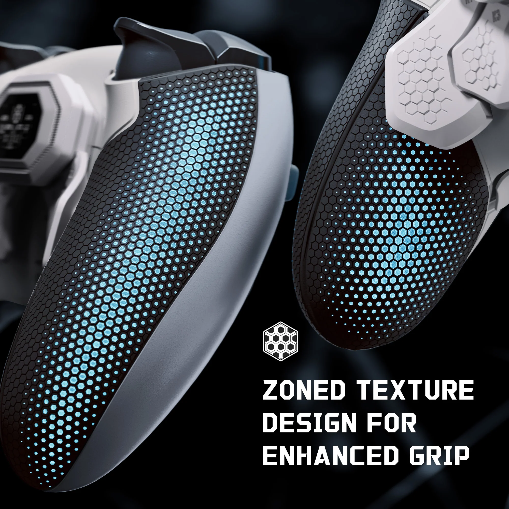 eXtremeRate BEYOND Back Paddles Kit with OLED Display & Redesigned Ergonomic Grips for PS5 Edge Controller - Rubberized White & Black - Image 7