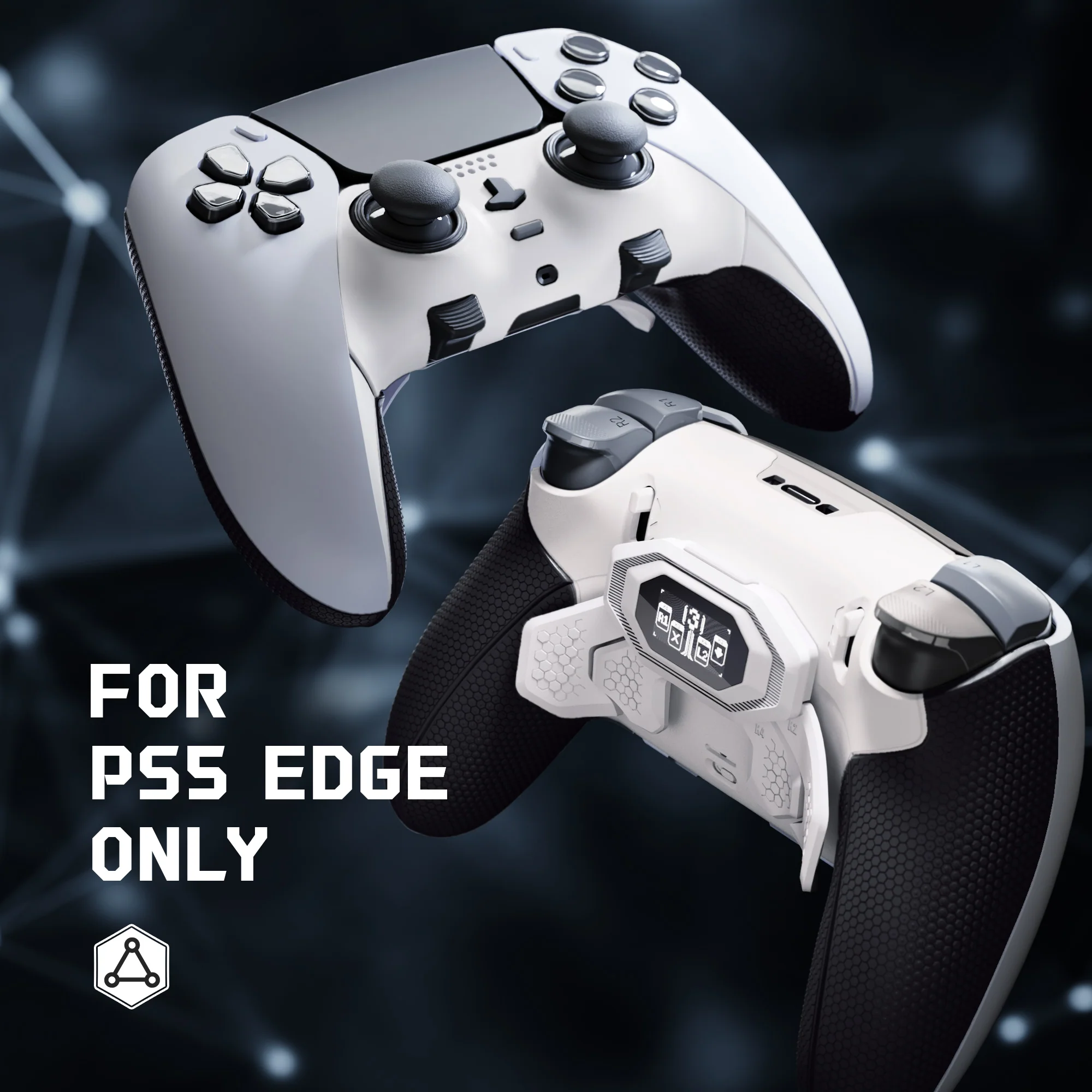 eXtremeRate BEYOND Back Paddles Kit with OLED Display & Redesigned Ergonomic Grips for PS5 Edge Controller - Rubberized White & Black - Image 9