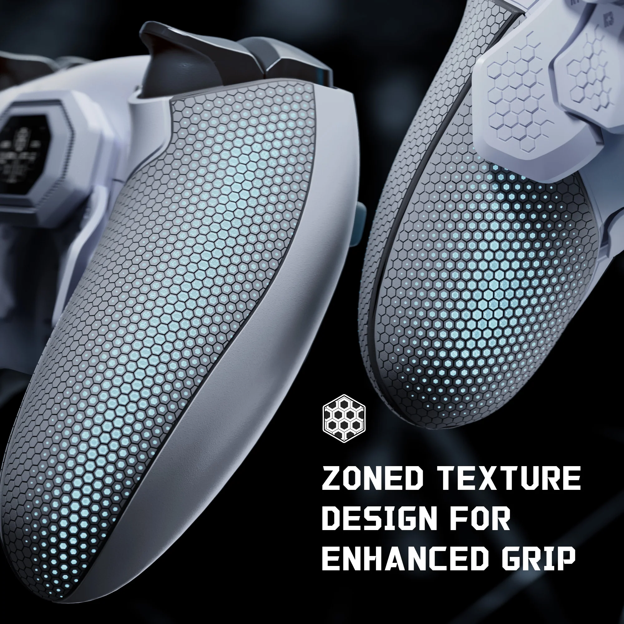 eXtremeRate BEYOND Back Paddles Kit with OLED Display & Redesigned Ergonomic Grips for PS5 Edge Controller - Rubberized White & Gray - Image 7