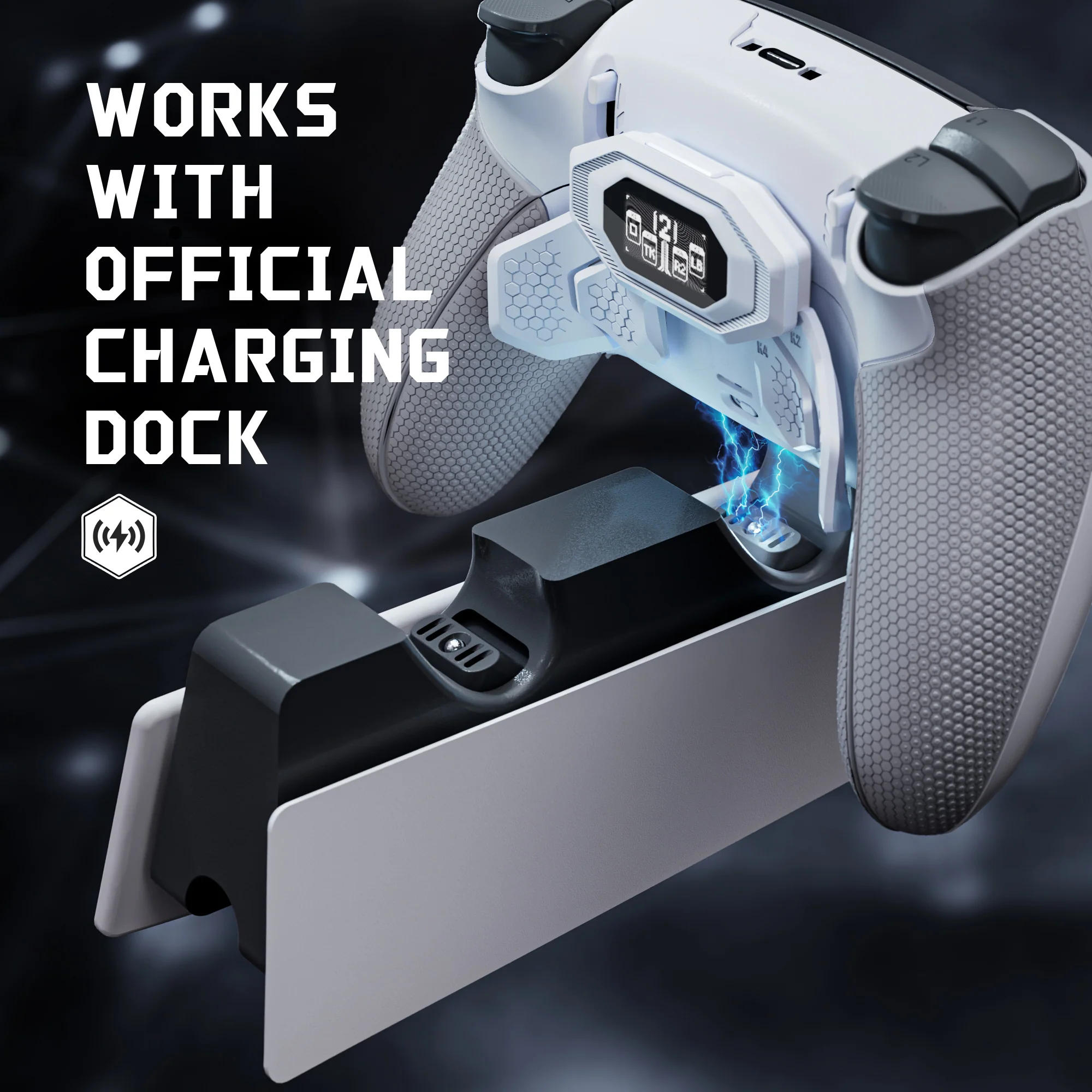 eXtremeRate BEYOND Back Paddles Kit with OLED Display & Redesigned Ergonomic Grips for PS5 Edge Controller - Rubberized White & Gray - Image 8