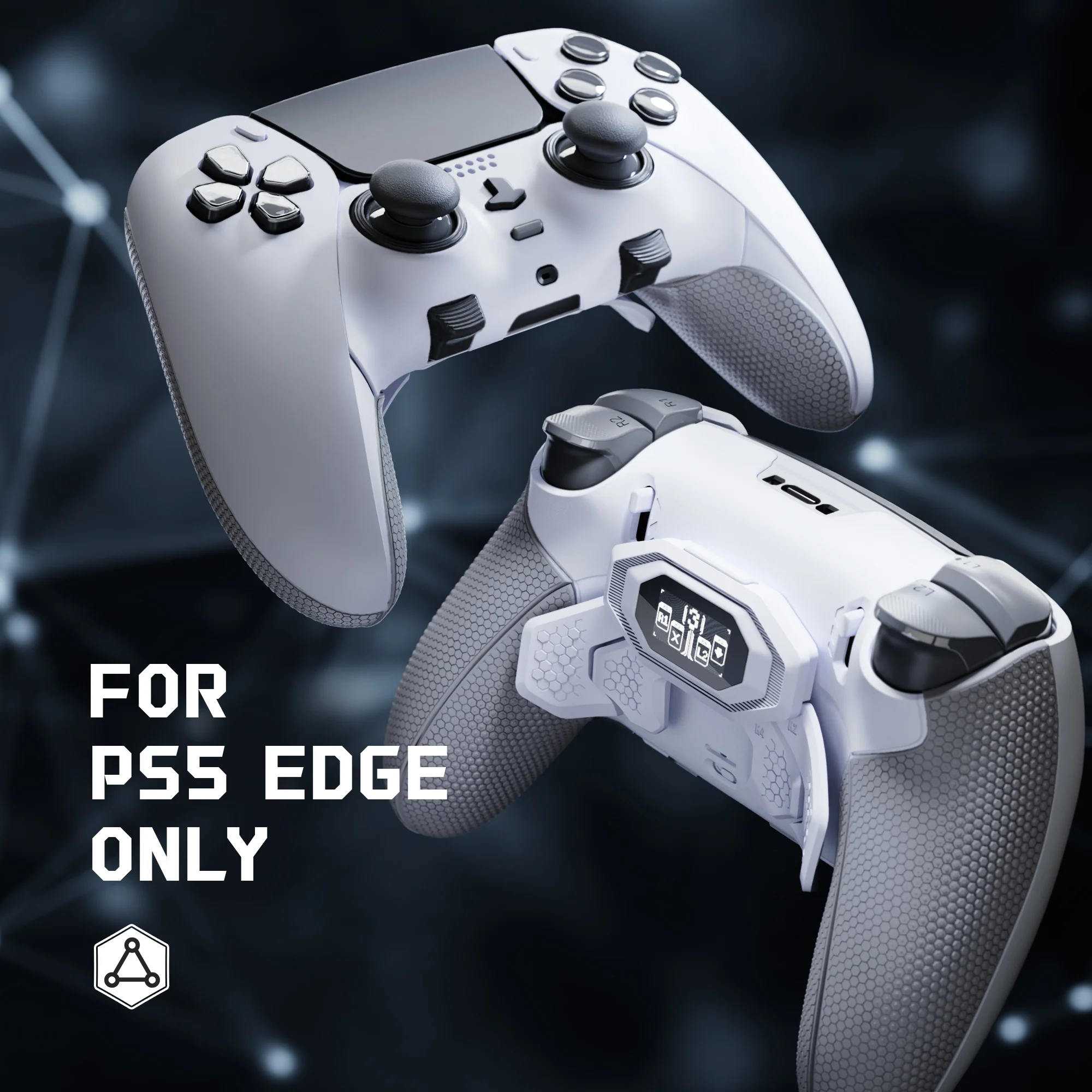 eXtremeRate BEYOND Back Paddles Kit with OLED Display & Redesigned Ergonomic Grips for PS5 Edge Controller - Rubberized White & Gray - Image 9