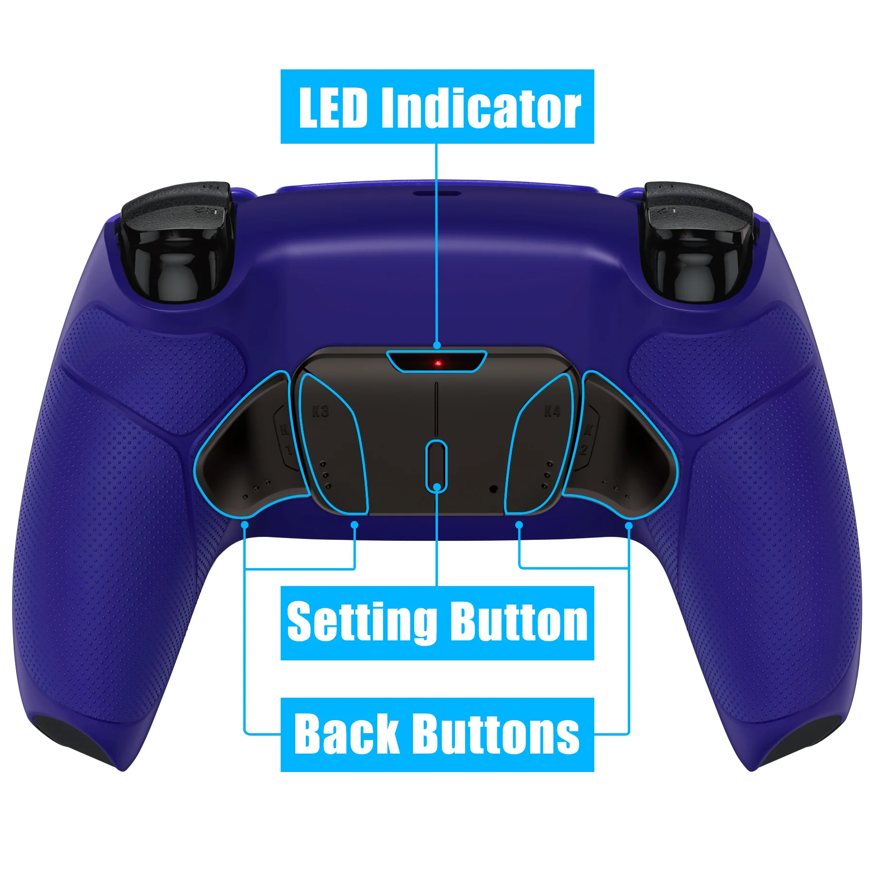 eXtremeRate Black Real Metal Buttons (RMB) Version RISE4 Remap Kit for PS5 Controller BDM-030/040/050 - Rubberized Cobalt Blue - Image 4
