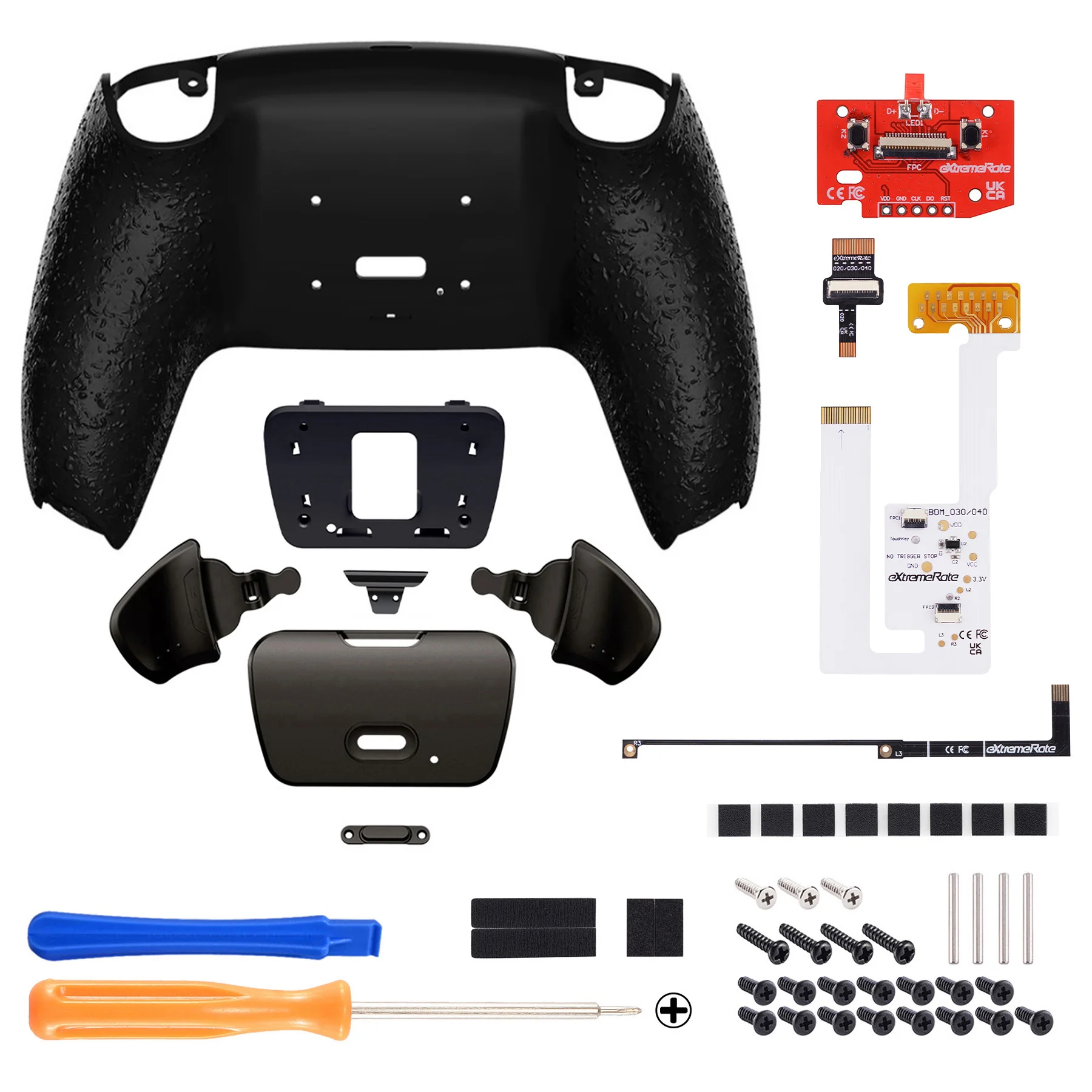 eXtremeRate Black Real Metal Buttons (RMB) Version RISE V3 Remap Kit for PS5 Controller BDM-030/040/050 - Textured Black - Image 2