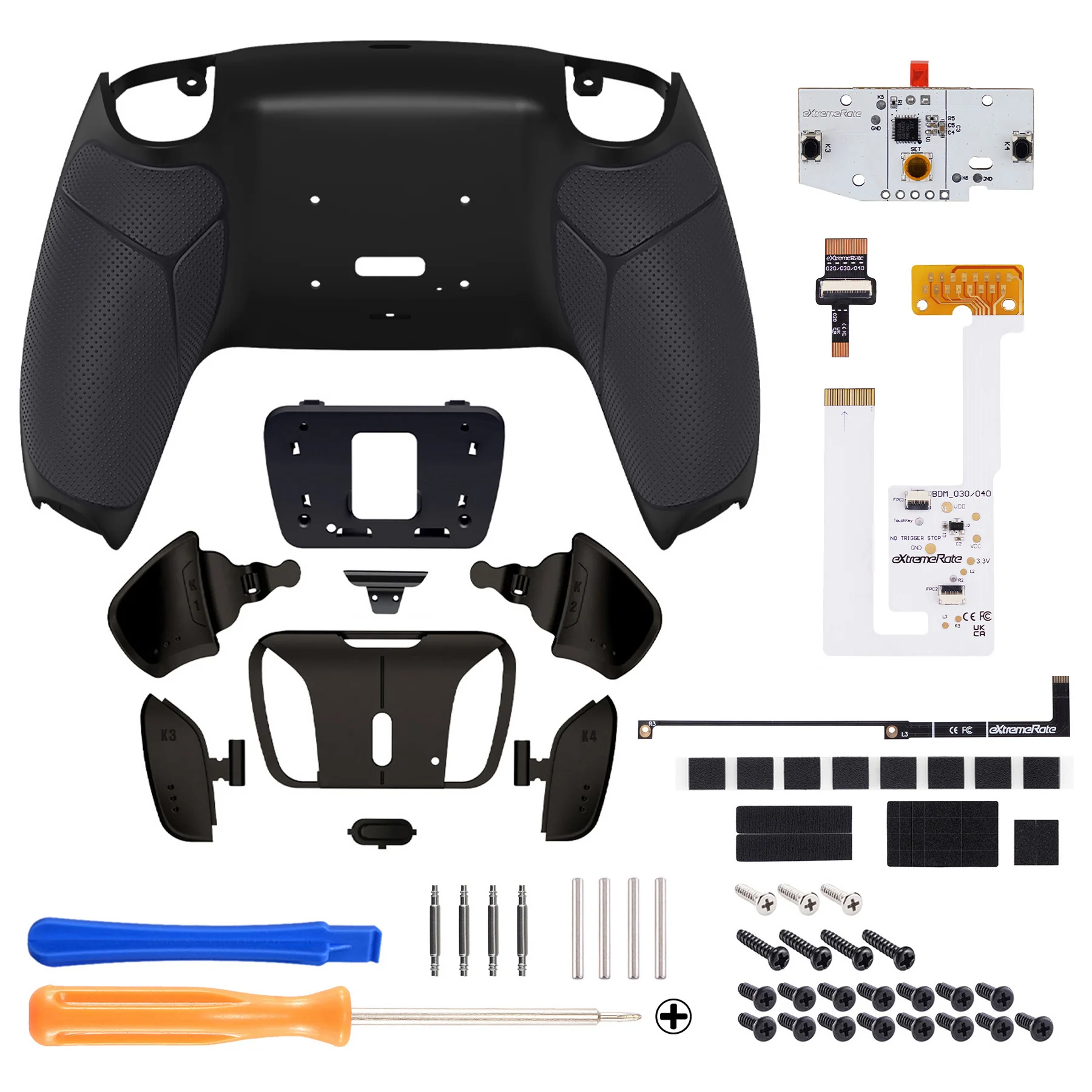 eXtremeRate Black Real Metal Buttons (RMB) Version RISE4 V3 Remap Kit for PS5 Controller BDM-030/040/050 - Rubberized Black - Image 2