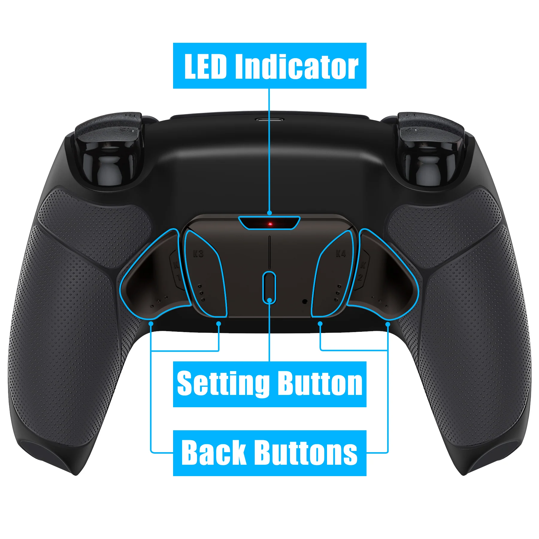 eXtremeRate Black Real Metal Buttons (RMB) Version RISE4 V3 Remap Kit for PS5 Controller BDM-030/040/050 - Rubberized Black - Image 4