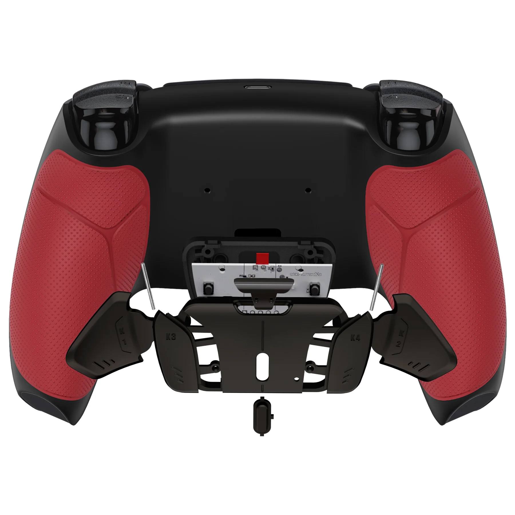 eXtremeRate Black Real Metal Buttons (RMB) Version RISE4 V3 Remap Kit for PS5 Controller BDM-030/040/050 - Rubberized Red - Image 6