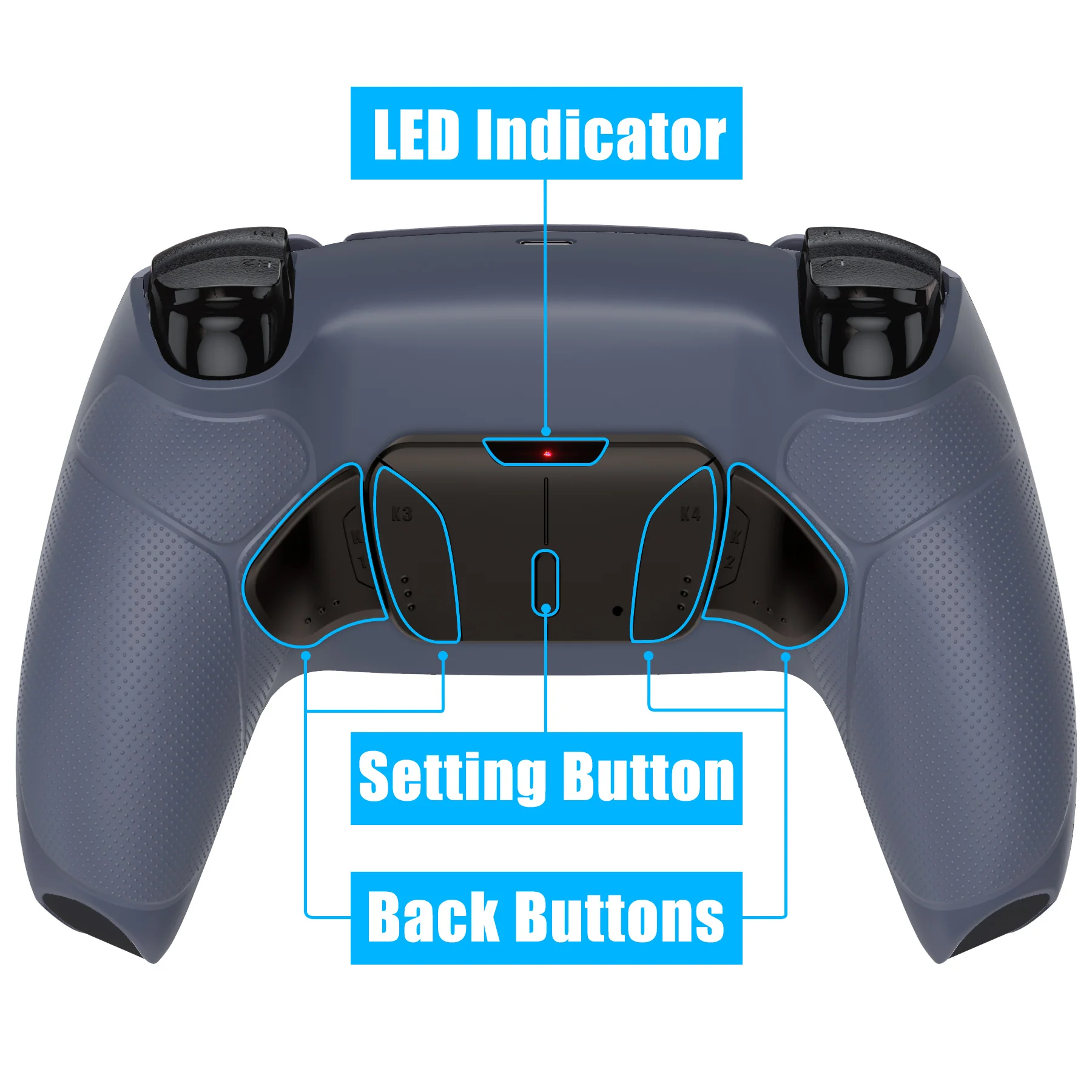 eXtremeRate Black Real Metal Buttons (RMB) Version RISE4 V3 Remap Kit for PS5 Controller BDM-030/040/050 - Rubberized Sterling Silver - Image 4