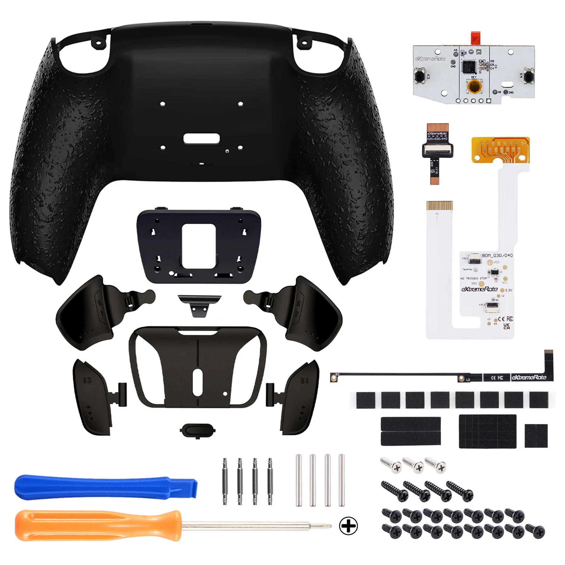 eXtremeRate Black Real Metal Buttons (RMB) Version RISE4 V3 Remap Kit for PS5 Controller BDM-030/040/050 - Textured Black - Image 2