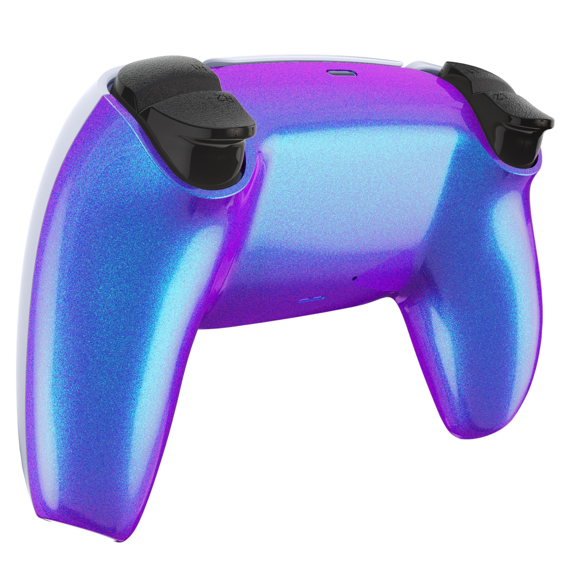 eXtremeRate Replacement Back Housing Bottom Shell Compatible with PS5 Controller BDM-010/020/030/040/050 - Chameleon Purple Blue Glossy - Image 4