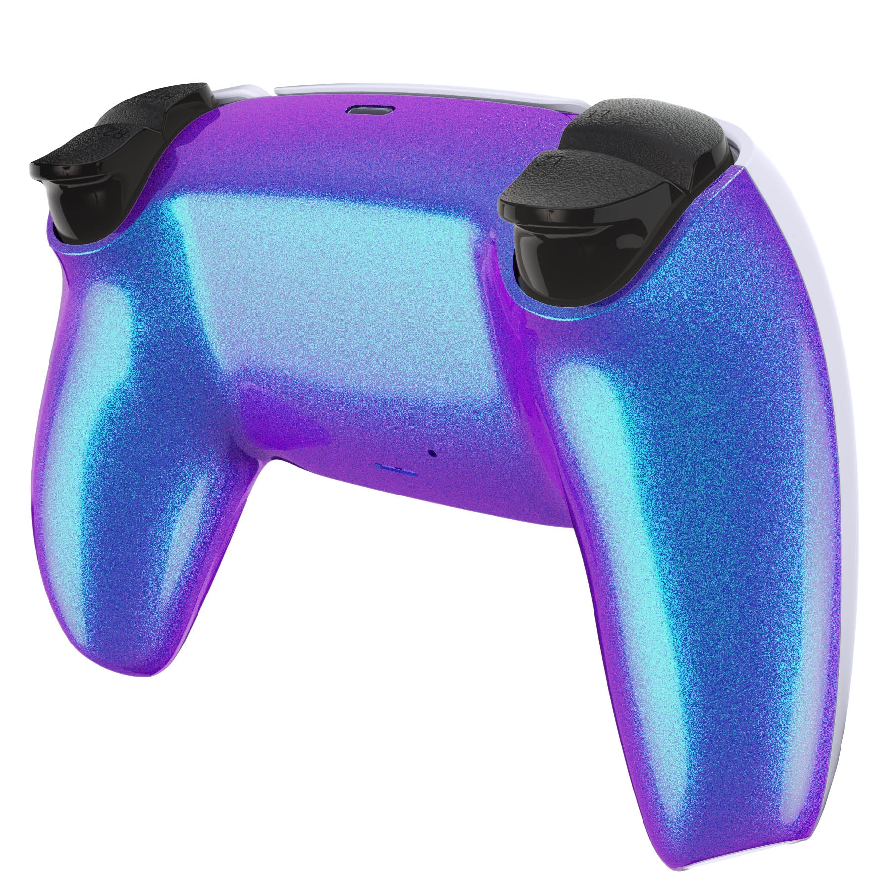 eXtremeRate Replacement Back Housing Bottom Shell Compatible with PS5 Controller BDM-010/020/030/040/050 - Chameleon Purple Blue Glossy - Image 5