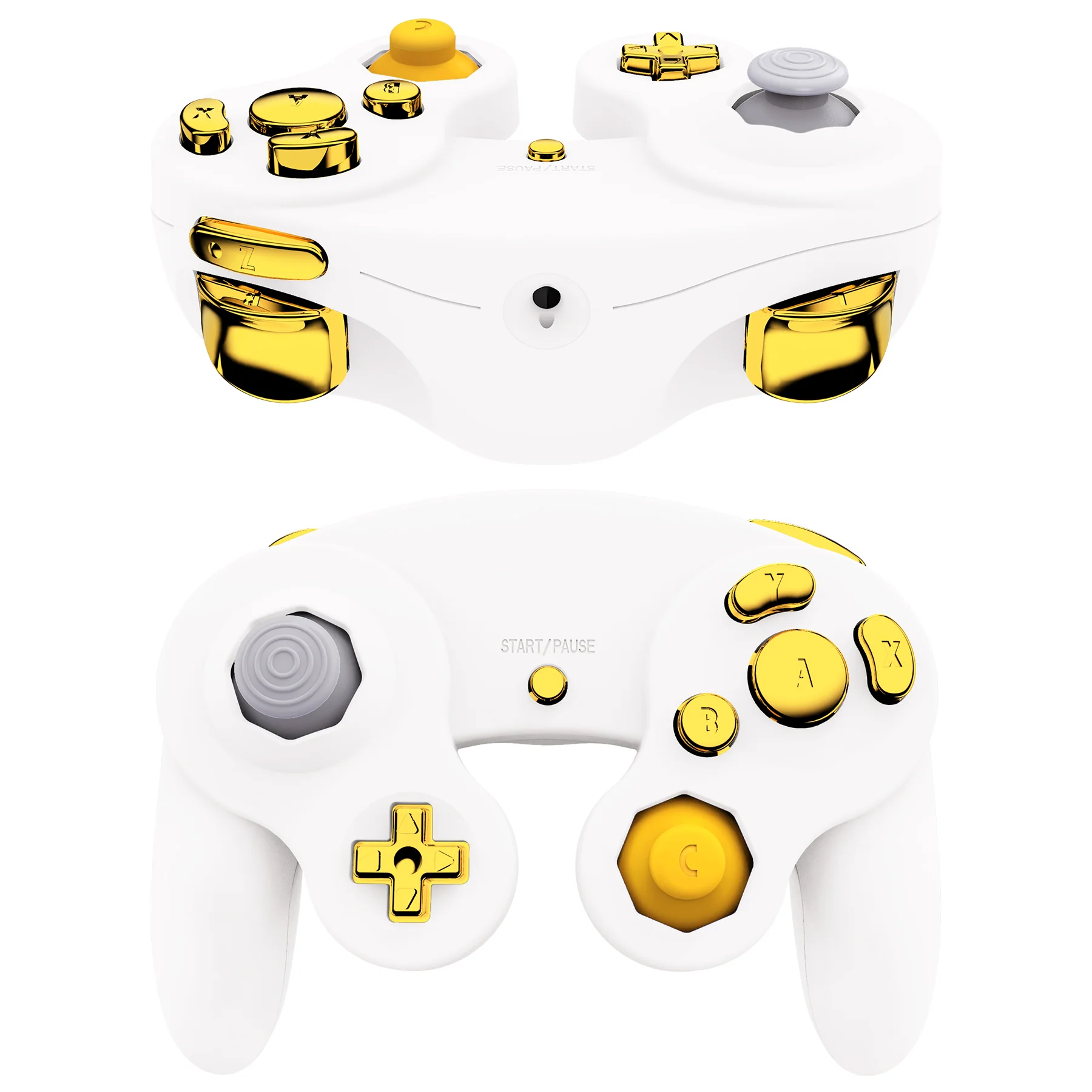 eXtremeRate DIY Replacement Full Set Buttons & Thumbsticks for Nintendo GameCube Controller NGC - Chrome Gold - Image 3
