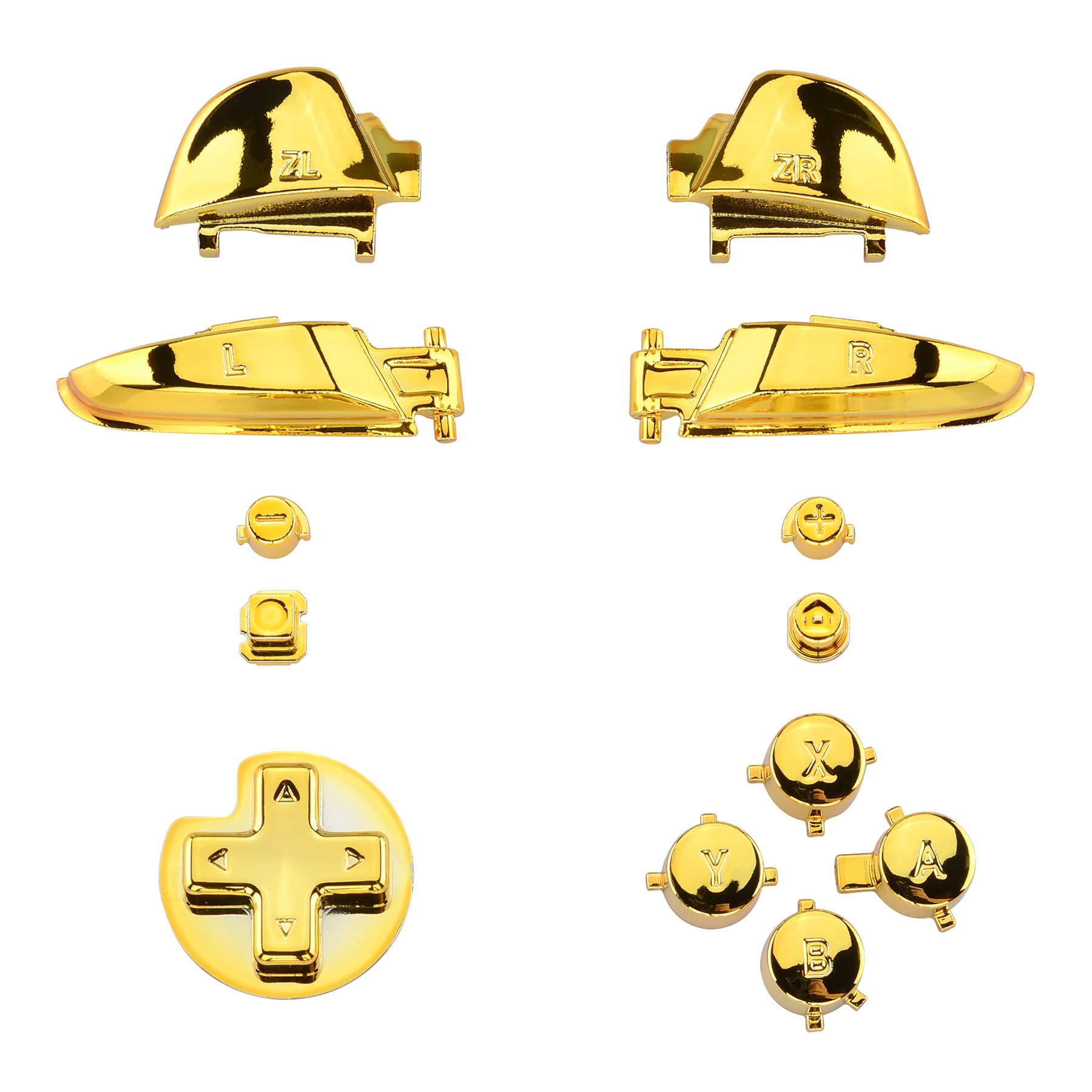 eXtremeRate DIY Replacement Full Set Buttons for Nintendo Switch Pro Controller - Chrome Gold Glossy - Image 2