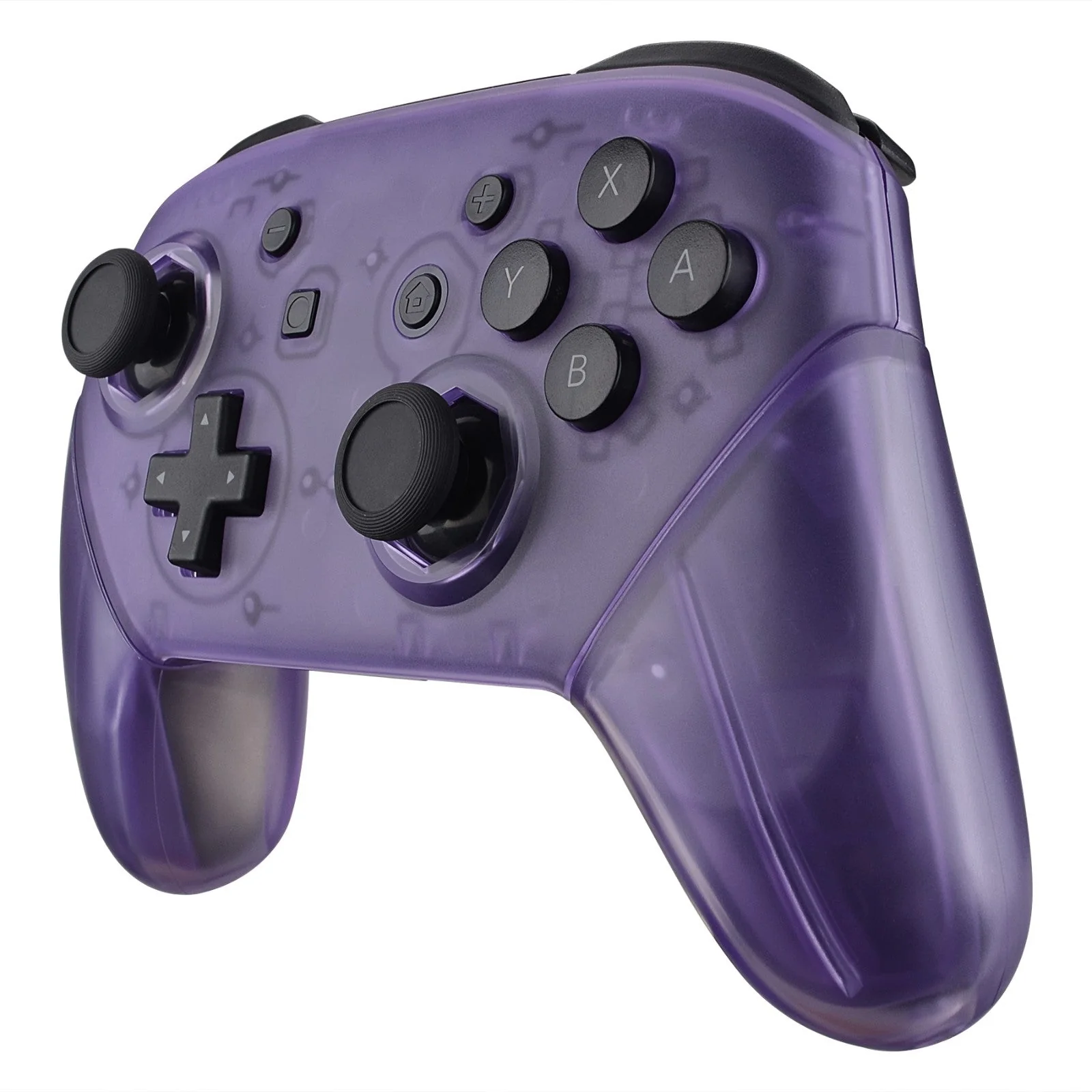 eXtremeRate Octagonal Gated Sticks Design Replacement Full Set Shell Faceplate Backplate Handles for Nintendo Switch Pro - Clear Atomic Purple - Image 4