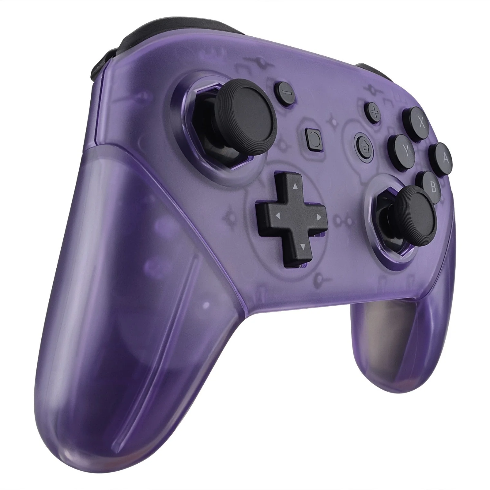 eXtremeRate Octagonal Gated Sticks Design Replacement Full Set Shell Faceplate Backplate Handles for Nintendo Switch Pro - Clear Atomic Purple - Image 5