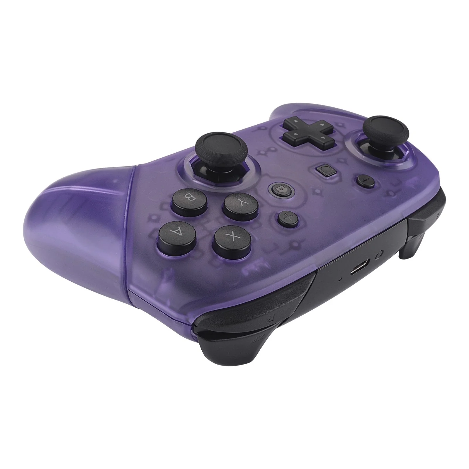 eXtremeRate Octagonal Gated Sticks Design Replacement Full Set Shell Faceplate Backplate Handles for Nintendo Switch Pro - Clear Atomic Purple - Image 6
