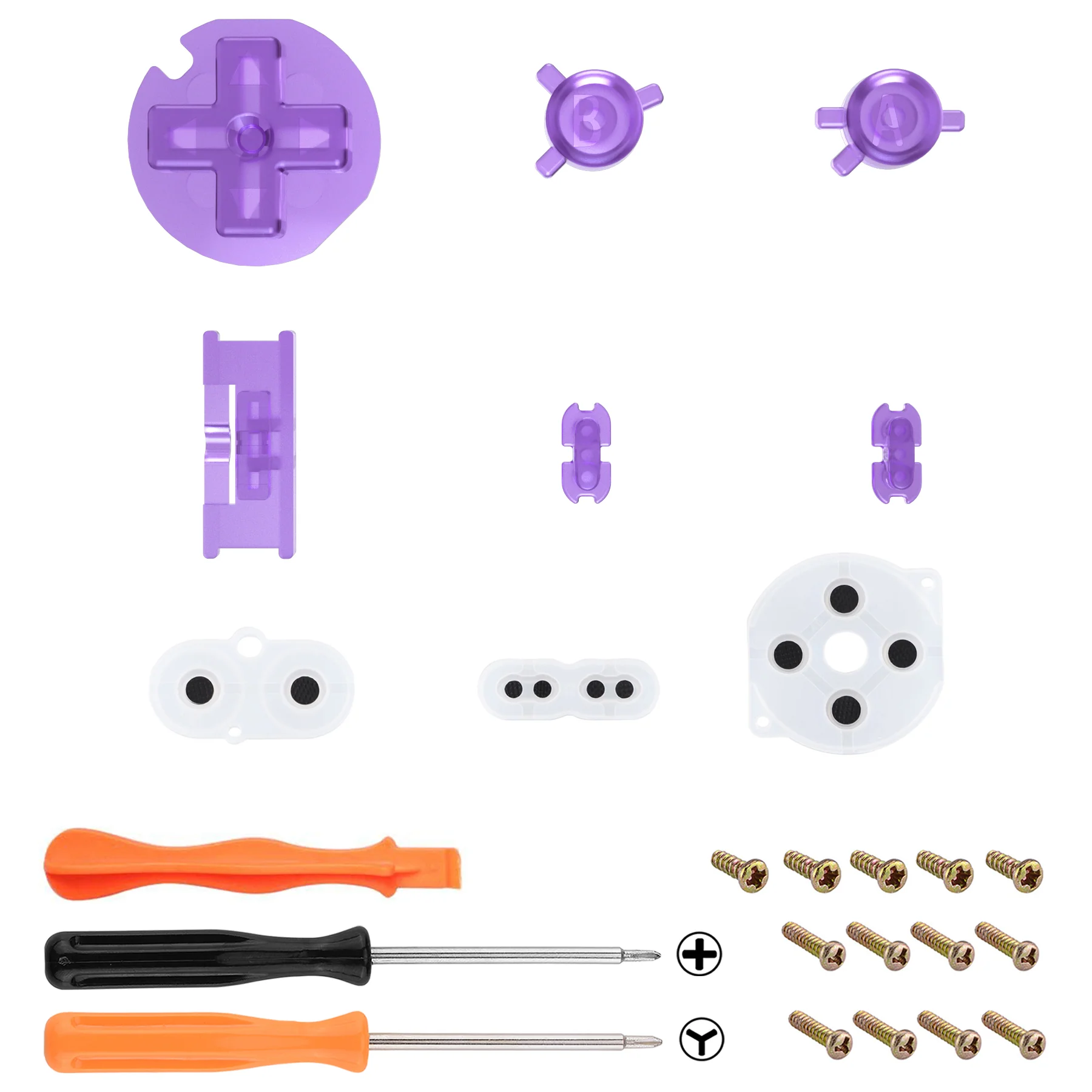 eXtremeRate Replacement Full Set Buttons for Gameboy Color GBC - Clear Atomic Purple - Image 3