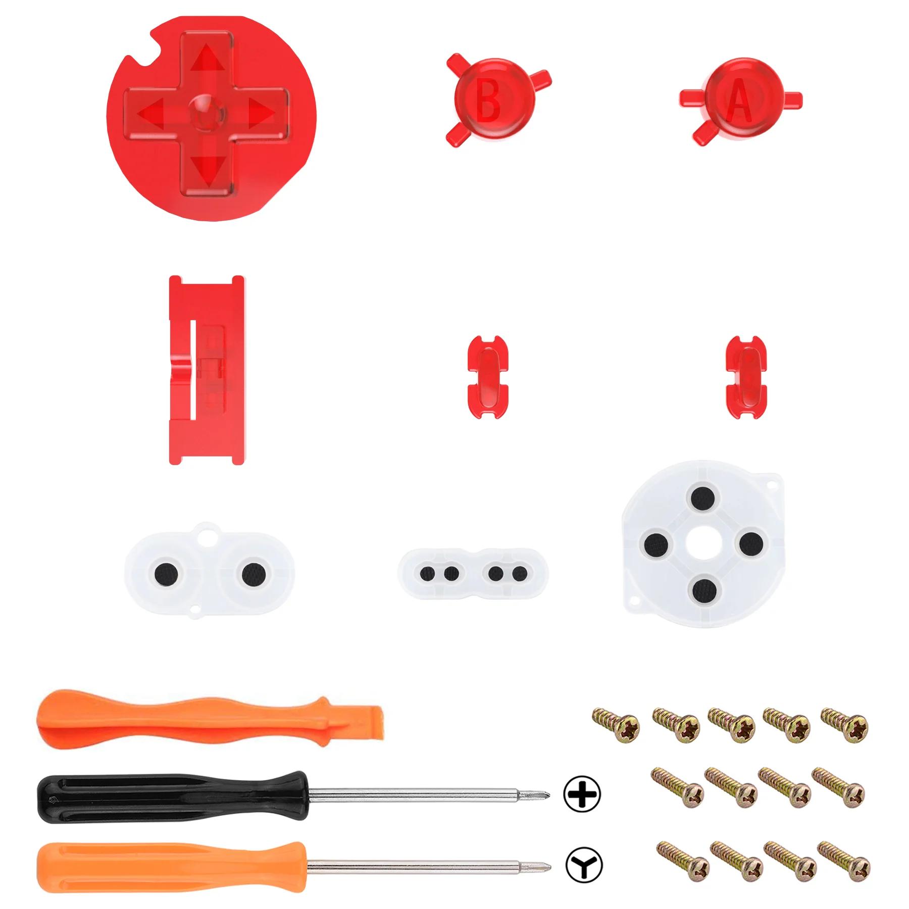 eXtremeRate Replacement Full Set Buttons for Gameboy Color GBC - Clear Red - Image 3
