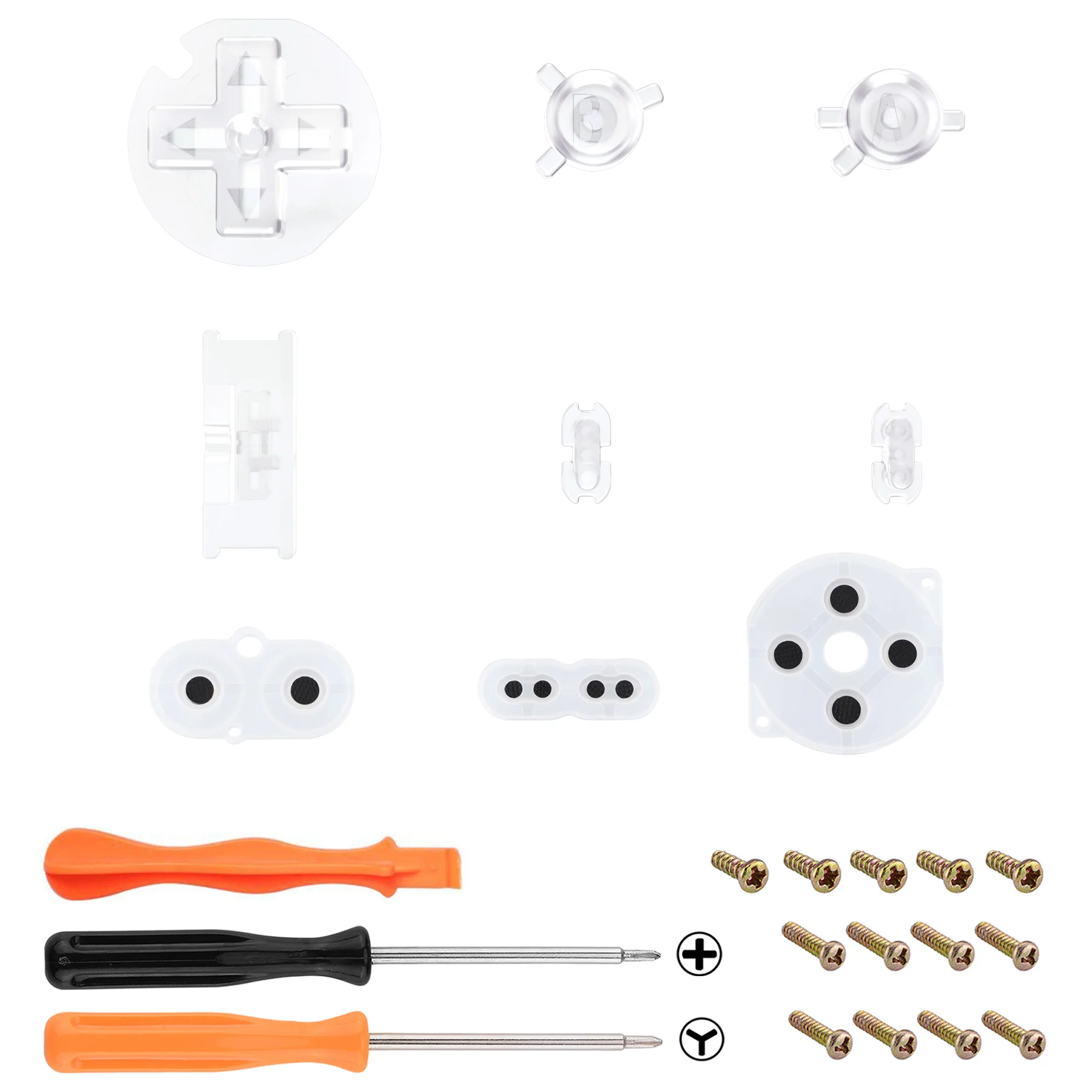 eXtremeRate Replacement Full Set Buttons for Gameboy Color GBC - Transparent Clear - Image 3