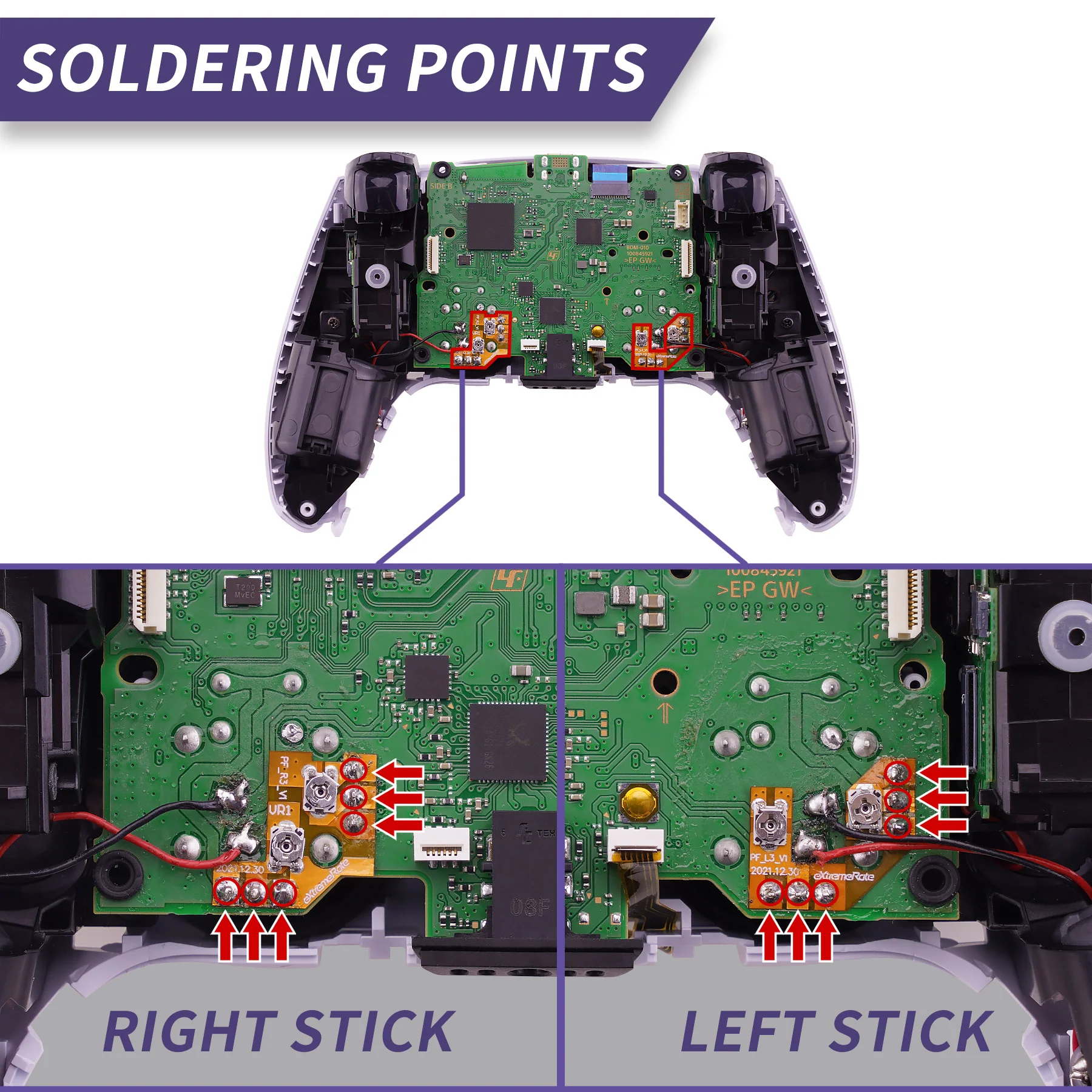 eXtremeRate Custom Drifix Thumbsticks Drift Fix Repair Kit for PS5 Controller BDM-010/020/030/040/050/060 - Image 6