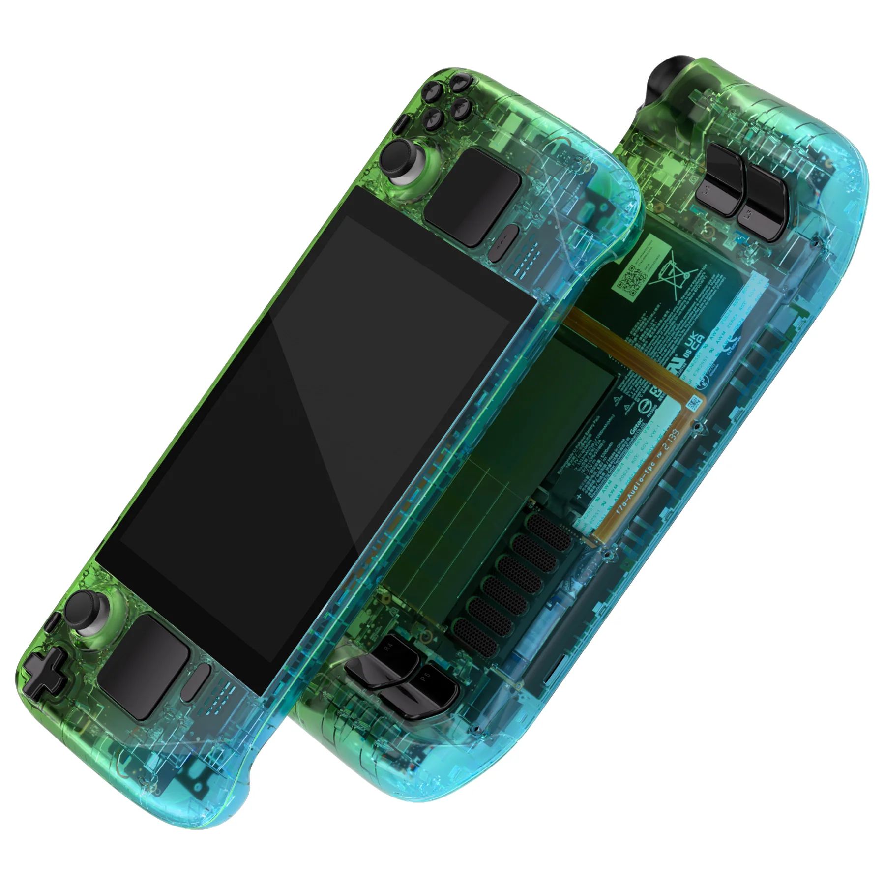 eXtremeRate Custom Full Set Shell with Buttons for Steam Deck LCD - Gradient Translucent Green Blue - Image 2