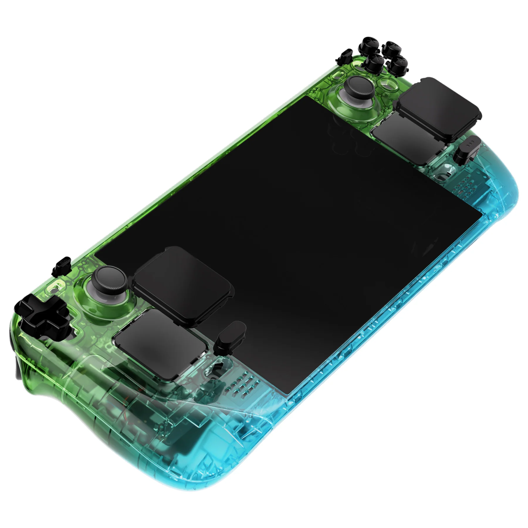 eXtremeRate Custom Full Set Shell with Buttons for Steam Deck LCD - Gradient Translucent Green Blue - Image 5