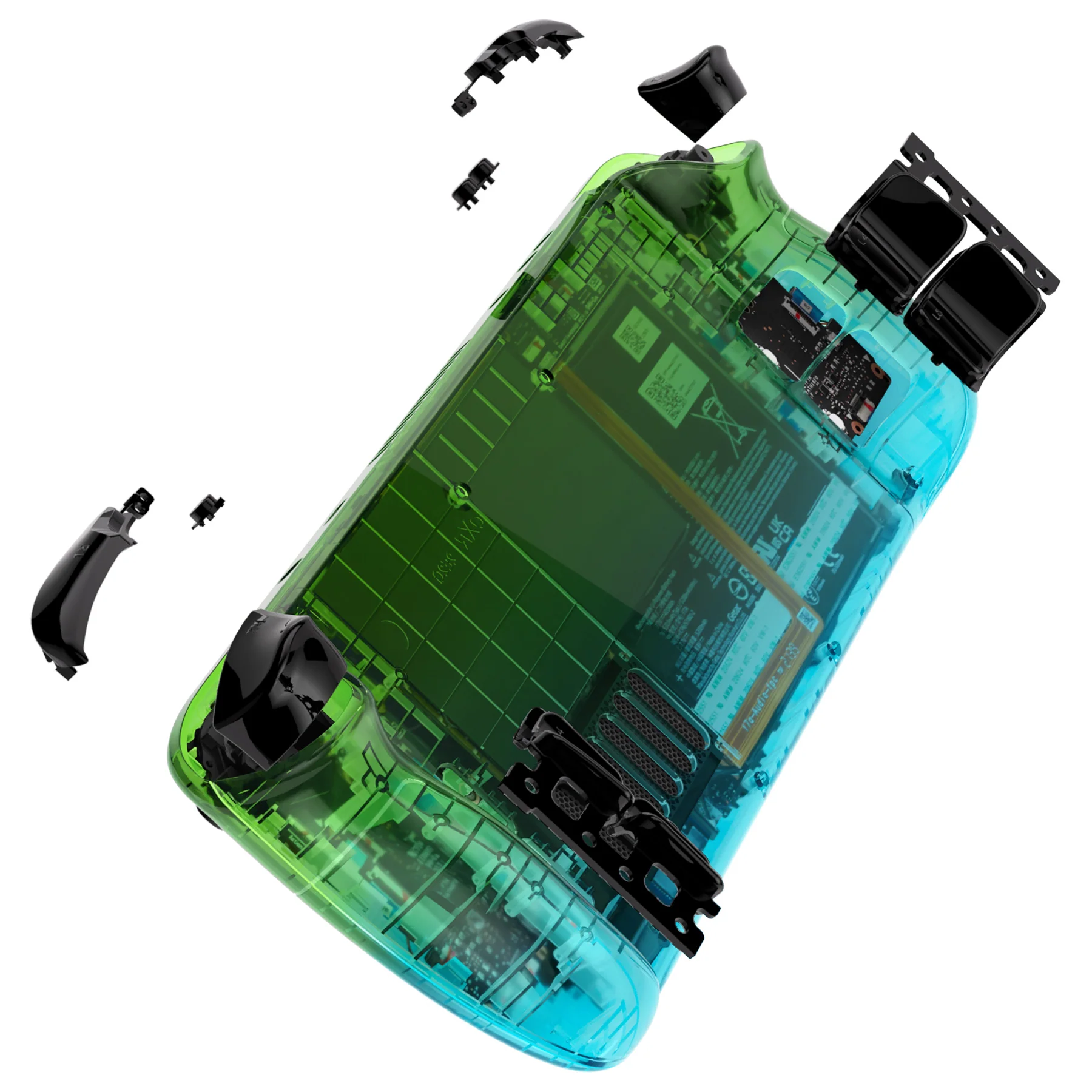 eXtremeRate Custom Full Set Shell with Buttons for Steam Deck LCD - Gradient Translucent Green Blue - Image 6