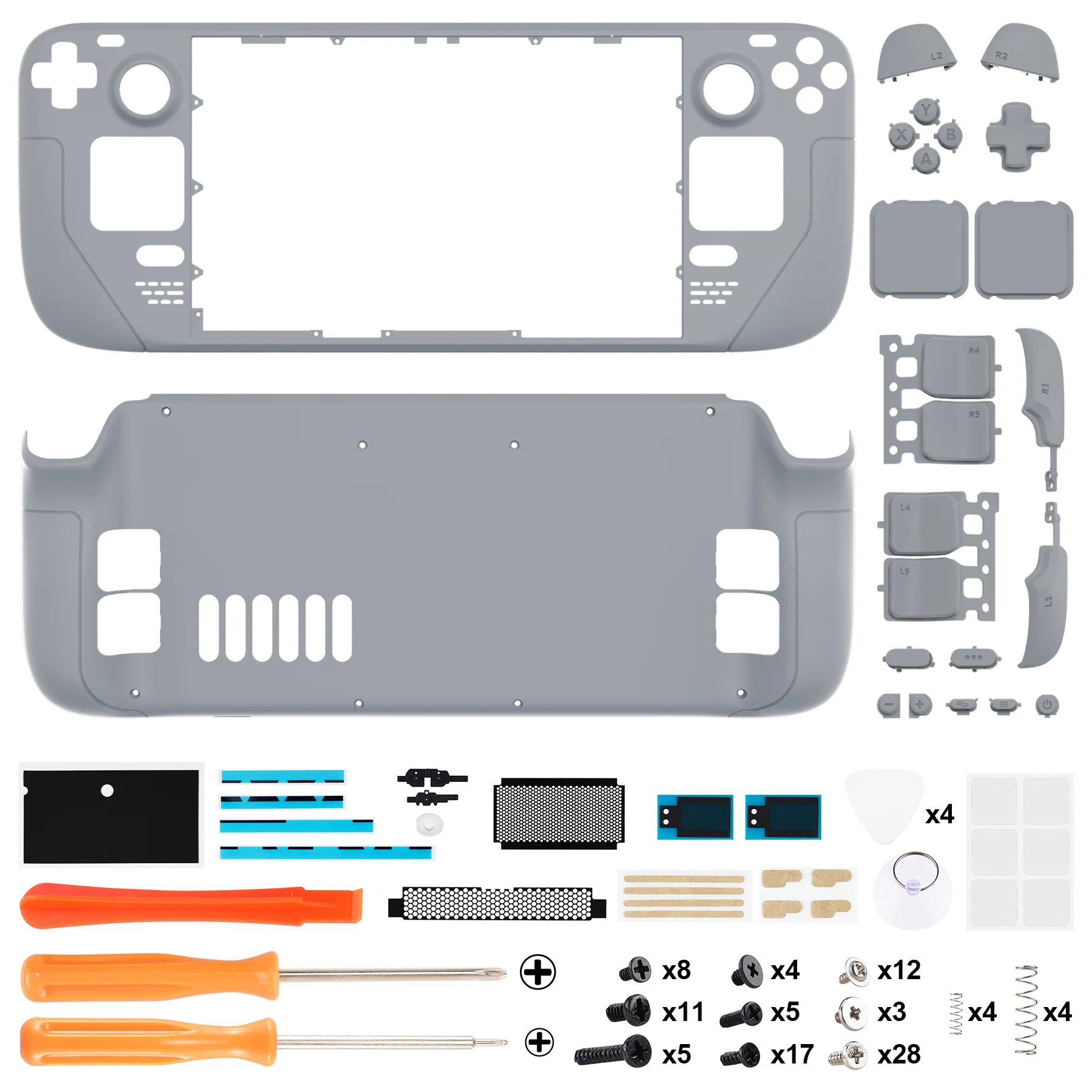 eXtremeRate Custom Full Set Shell with Buttons for Steam Deck LCD - New Hope Gray - Image 4