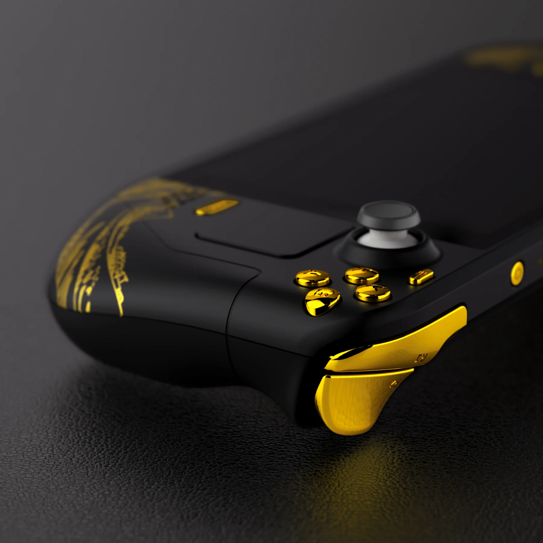 eXtremeRate Custom Full Set Shell with Buttons for Steam Deck LCD - The Great GOLDEN Wave Off Kanagawa - Black - Image 7