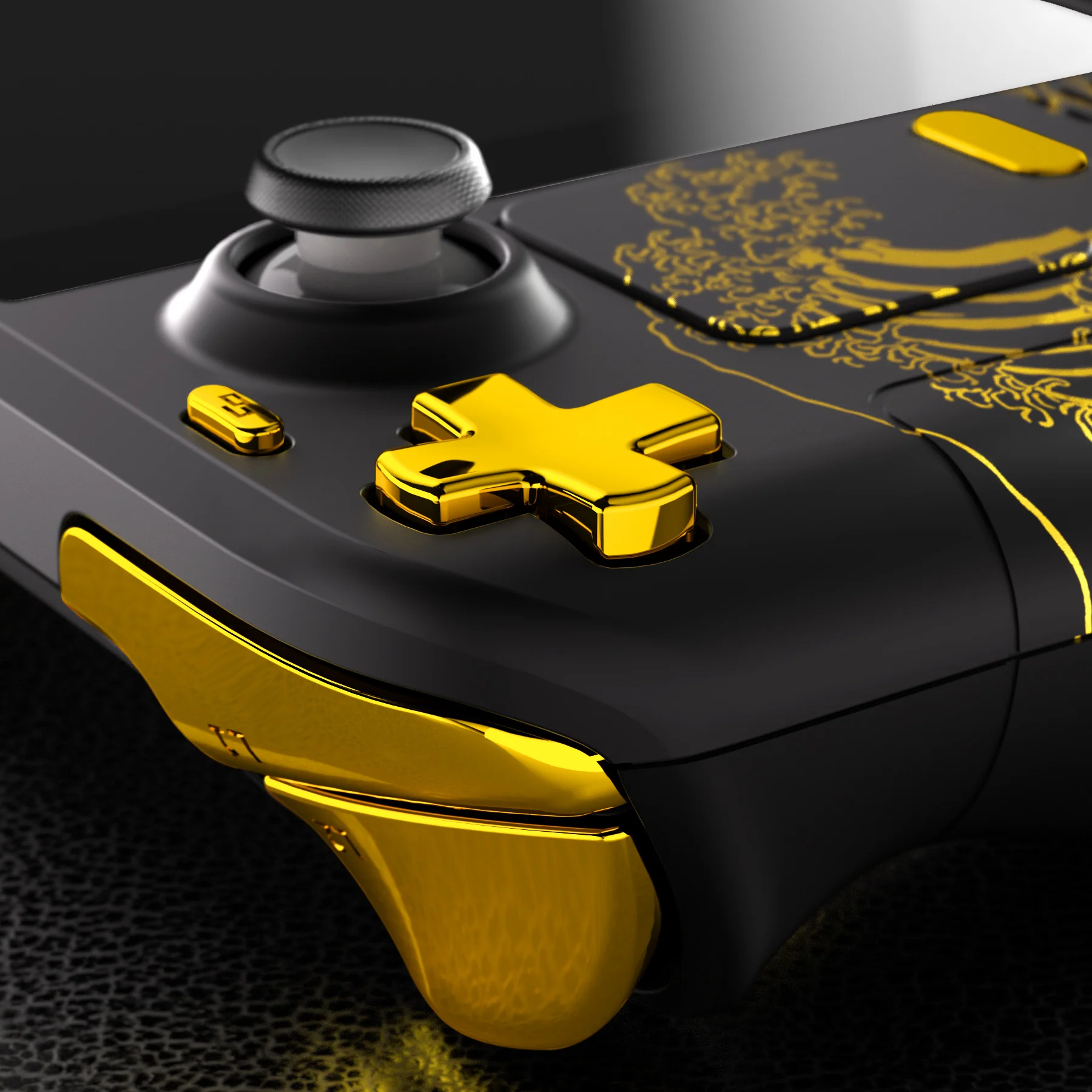 eXtremeRate Custom Full Set Shell with Buttons for Steam Deck LCD - The Great GOLDEN Wave Off Kanagawa - Black - Image 8