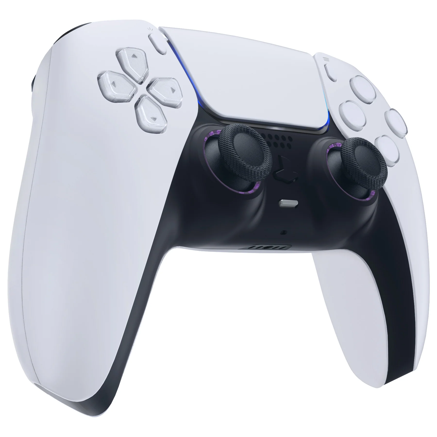 eXtremeRate Custom Replacement Accent Rings for PS5 Controller - Clear Atomic Purple - Image 5