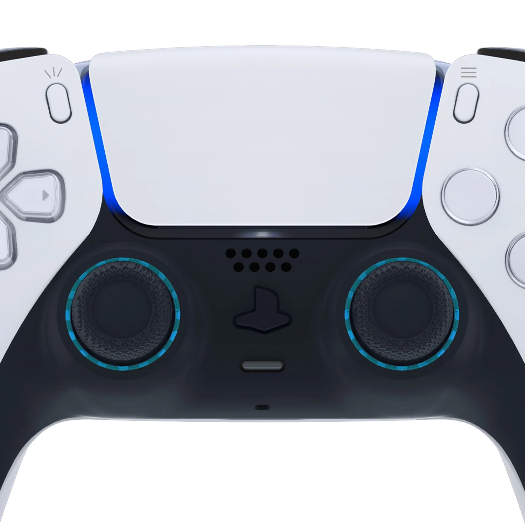 eXtremeRate Custom Replacement Accent Rings for PS5 Controller - Clear Cyan Blue - Image 2