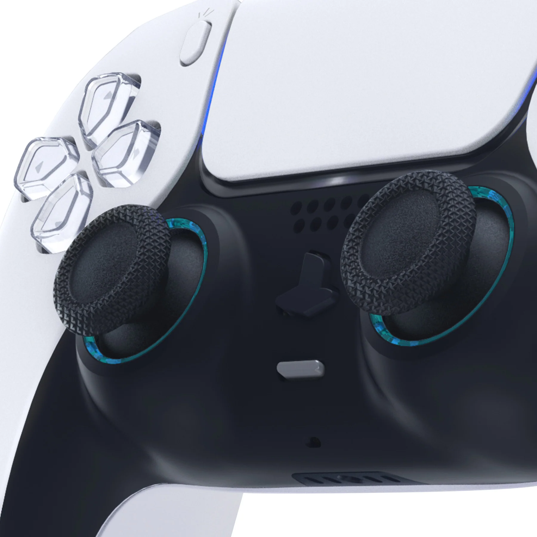 eXtremeRate Custom Replacement Accent Rings for PS5 Controller - Clear Cyan Blue - Image 6