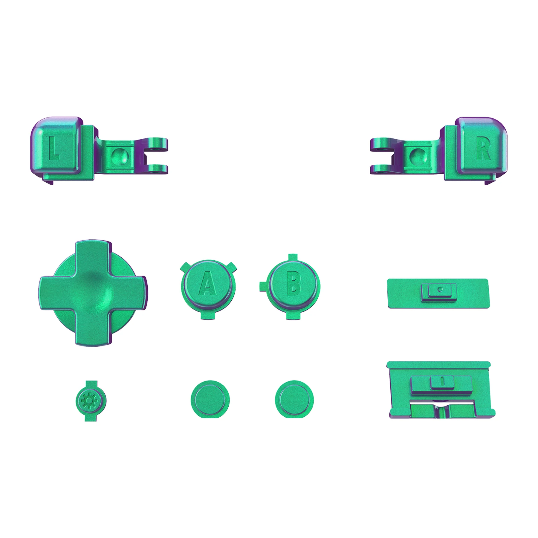 eXtremeRate Custom Replacement Full Set Buttons for Gameboy Advance SP GBA SP Console - Chameleon Green Purple - Image 8