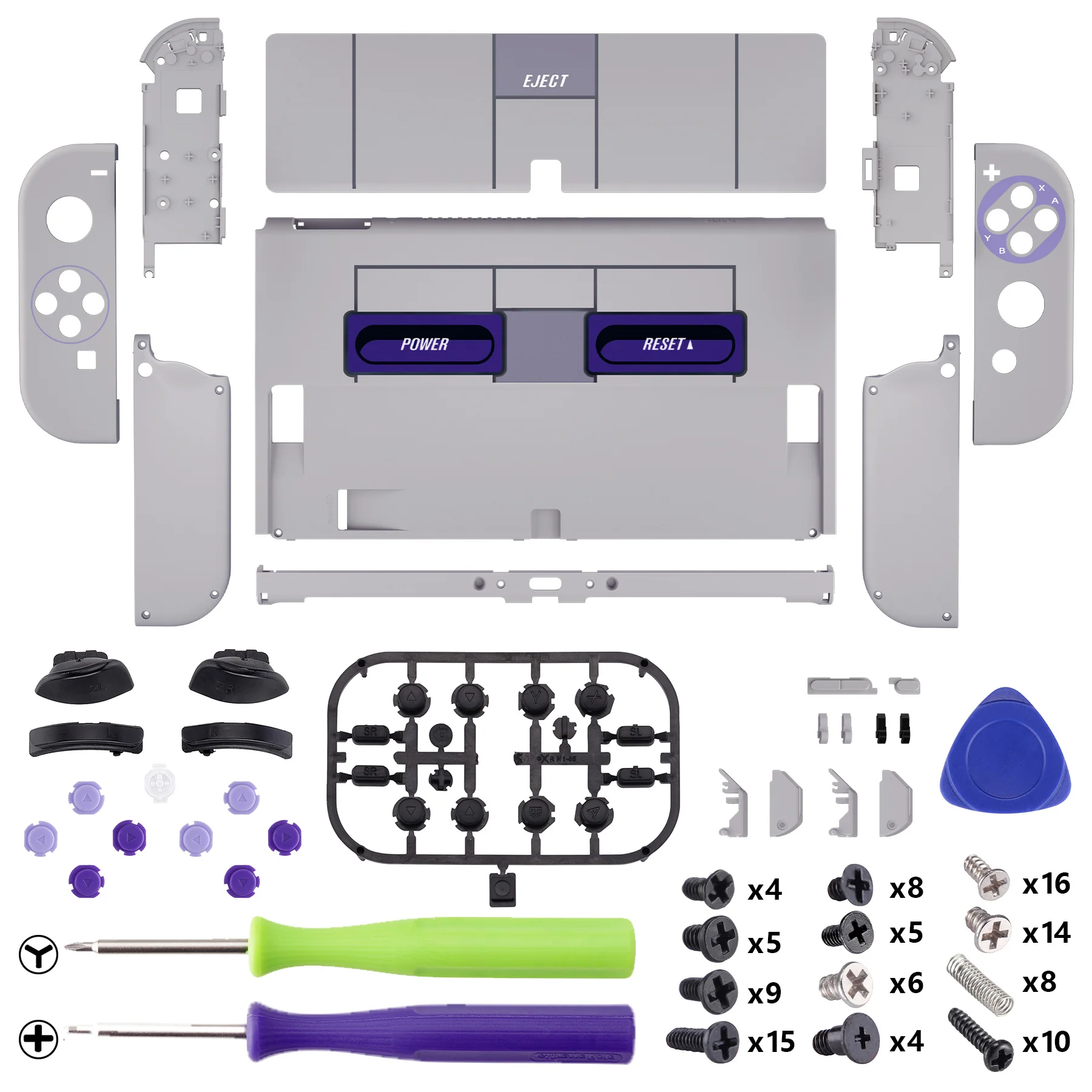 eXtremeRate Custom Replacement Full Set Shell with Buttons for Nintendo Switch OLED - Classic SNES Style - Image 2