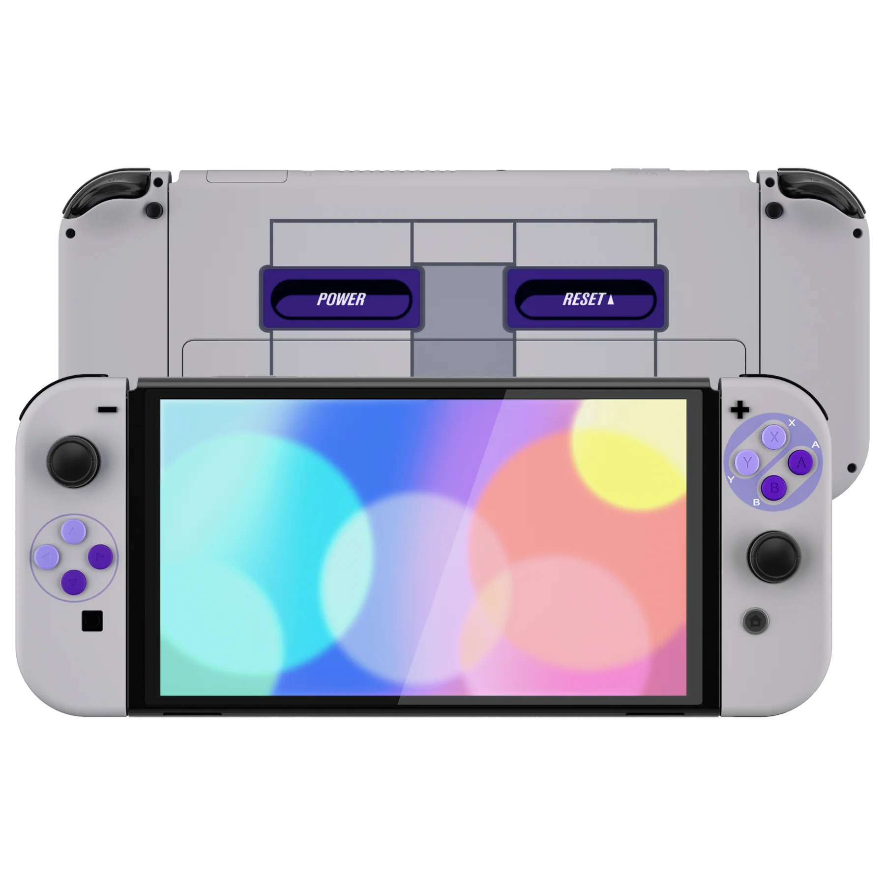 eXtremeRate Custom Replacement Full Set Shell with Buttons for Nintendo Switch OLED - Classic SNES Style - Image 4
